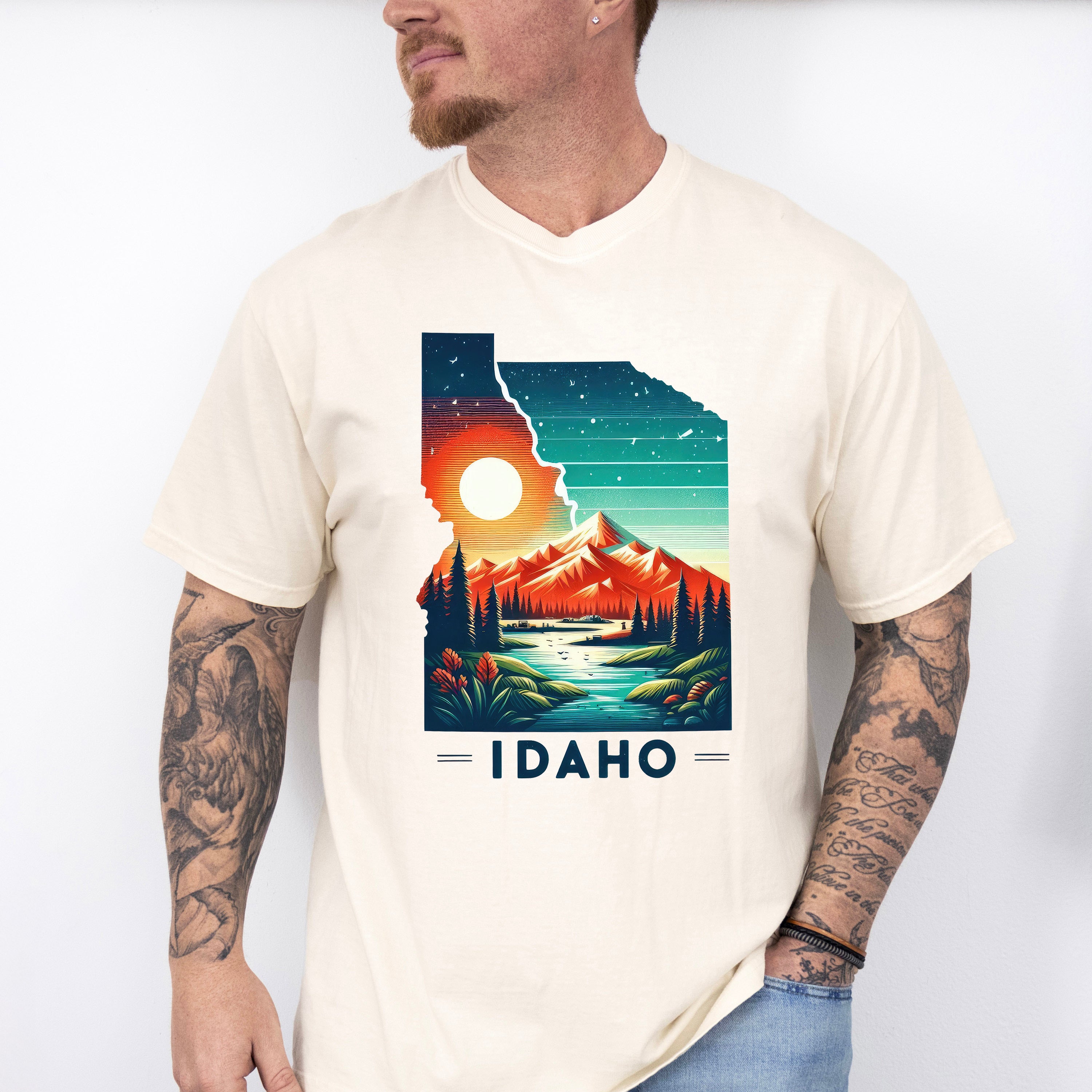Colorful Idaho Design - States &amp; Cities Unisex Crewneck T-Shirt Sweatshirt Hoodie
