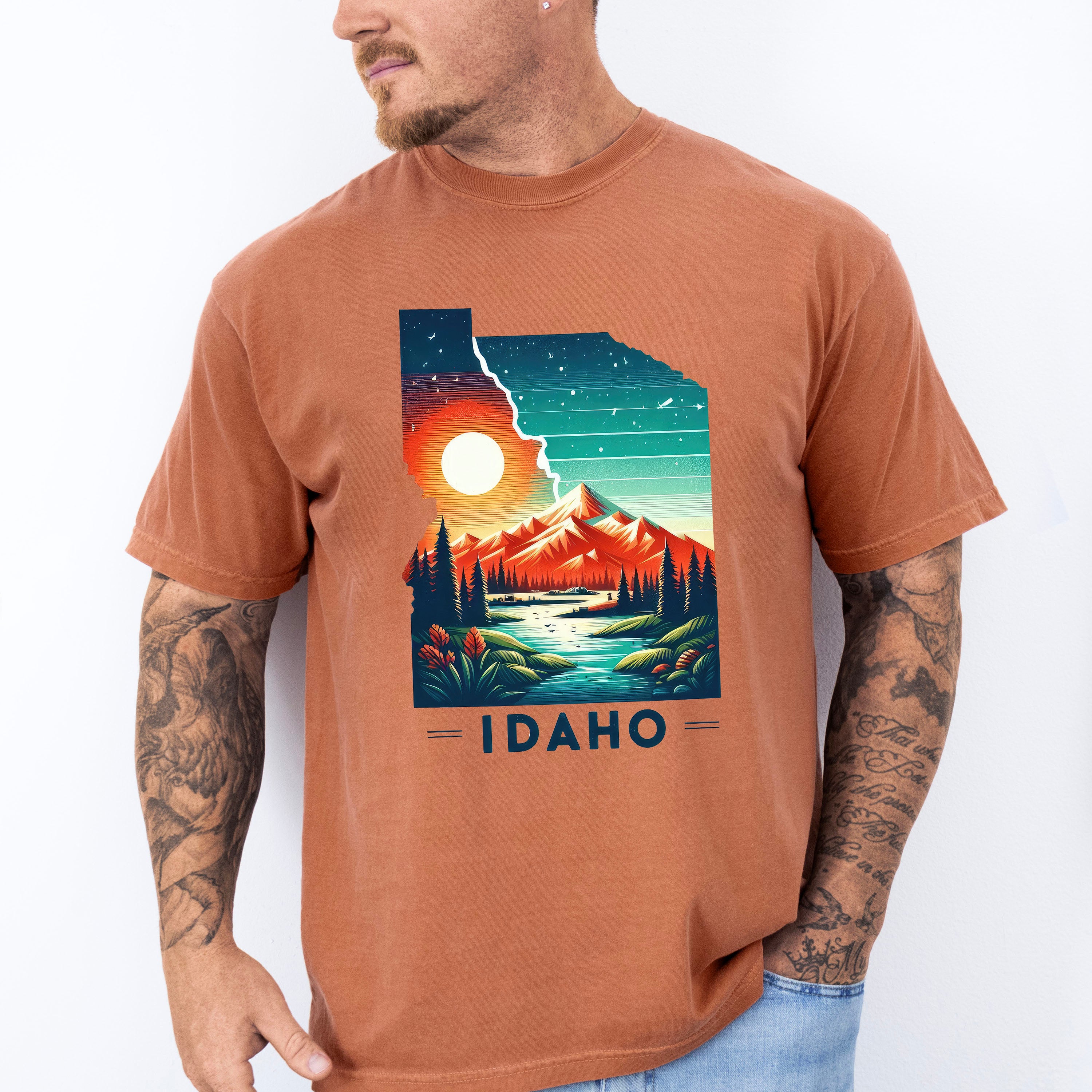 Colorful Idaho Design - States &amp; Cities Unisex Crewneck T-Shirt Sweatshirt Hoodie