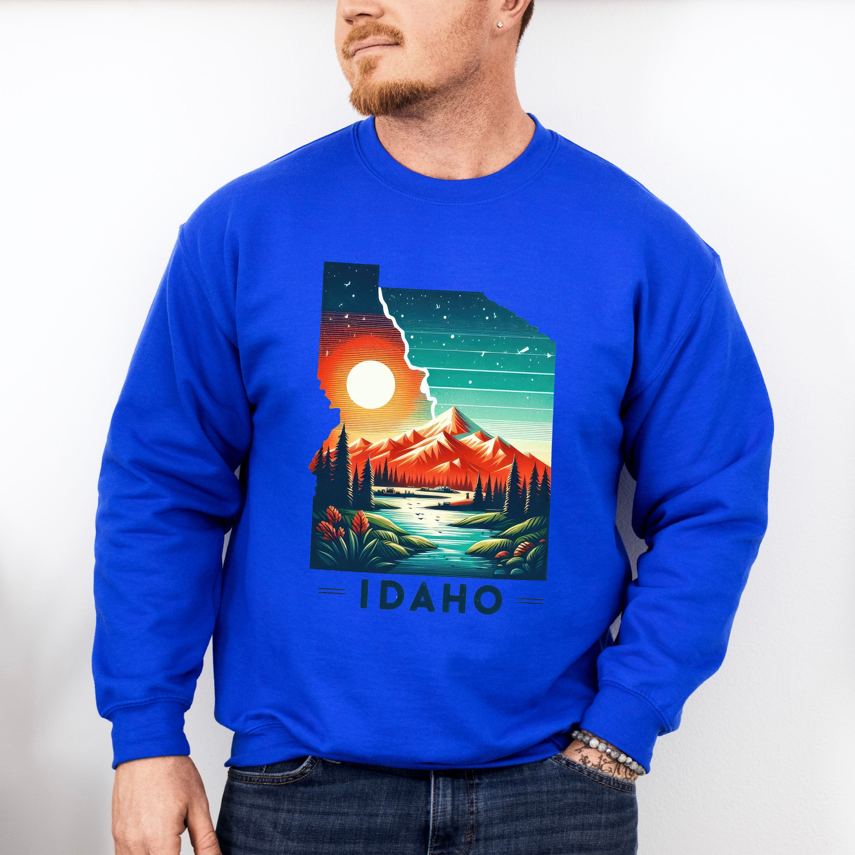 Colorful Idaho Design - States &amp; Cities Unisex Crewneck T-Shirt Sweatshirt Hoodie