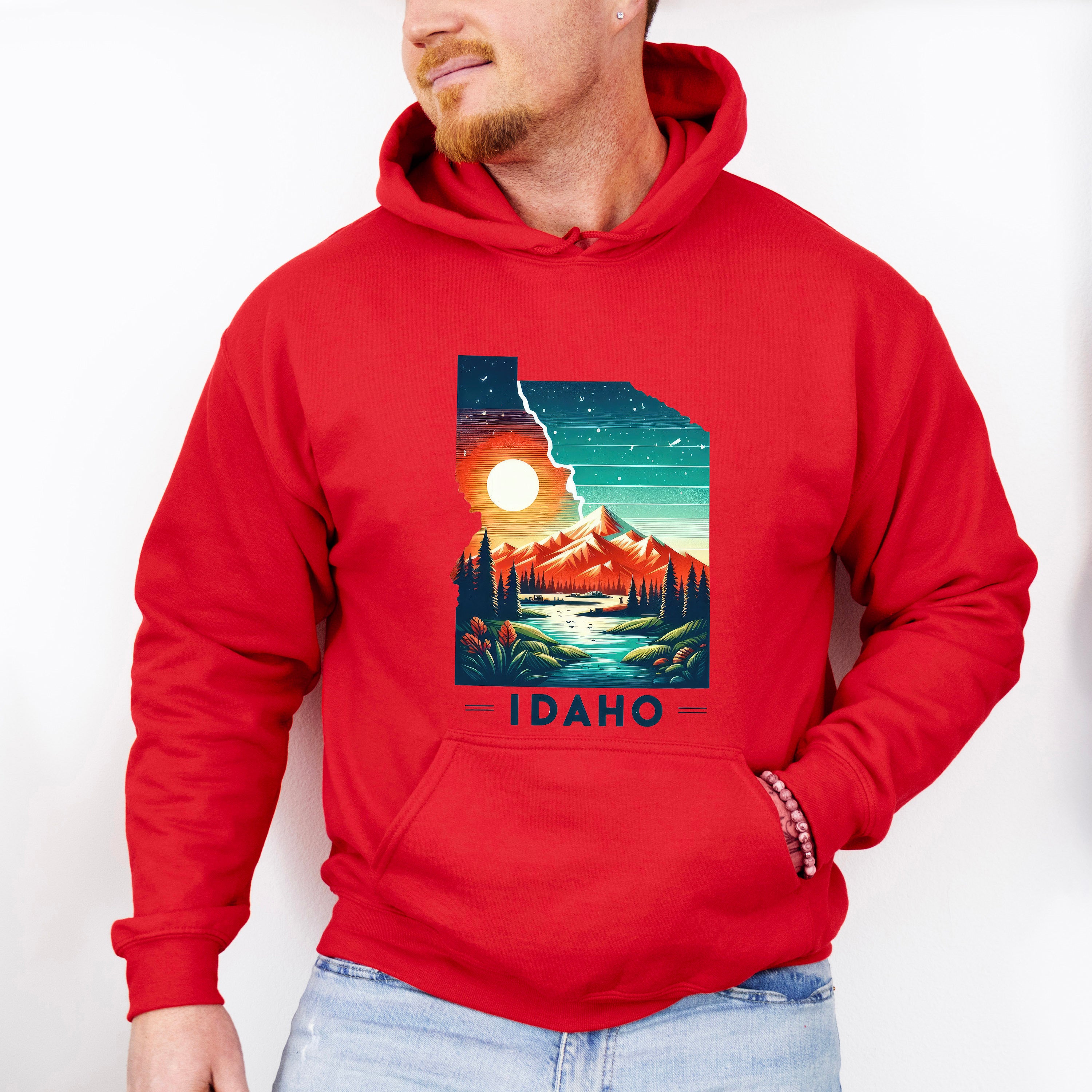 Colorful Idaho Design - States &amp; Cities Unisex Crewneck T-Shirt Sweatshirt Hoodie