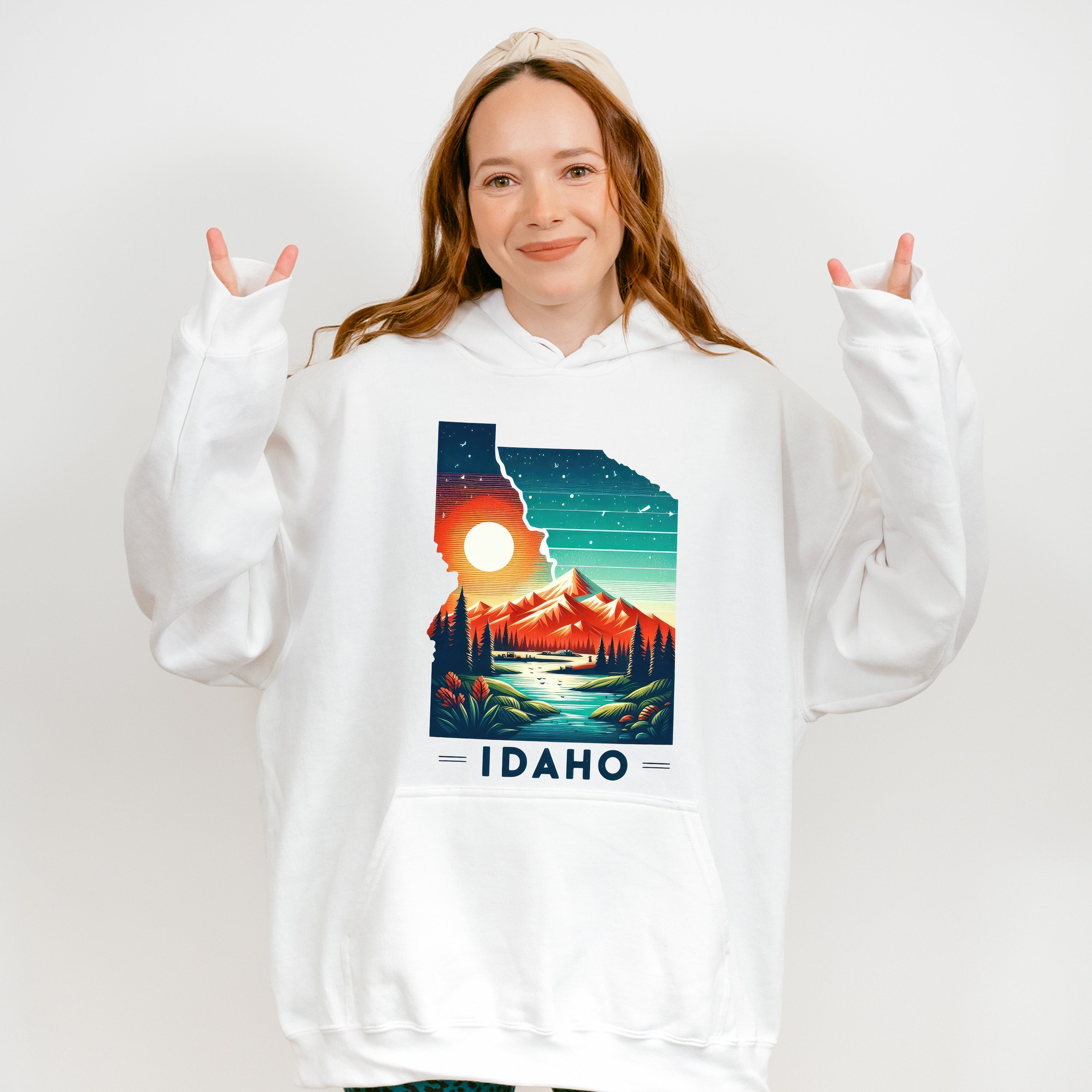 Colorful Idaho Design - States &amp; Cities Unisex Crewneck T-Shirt Sweatshirt Hoodie
