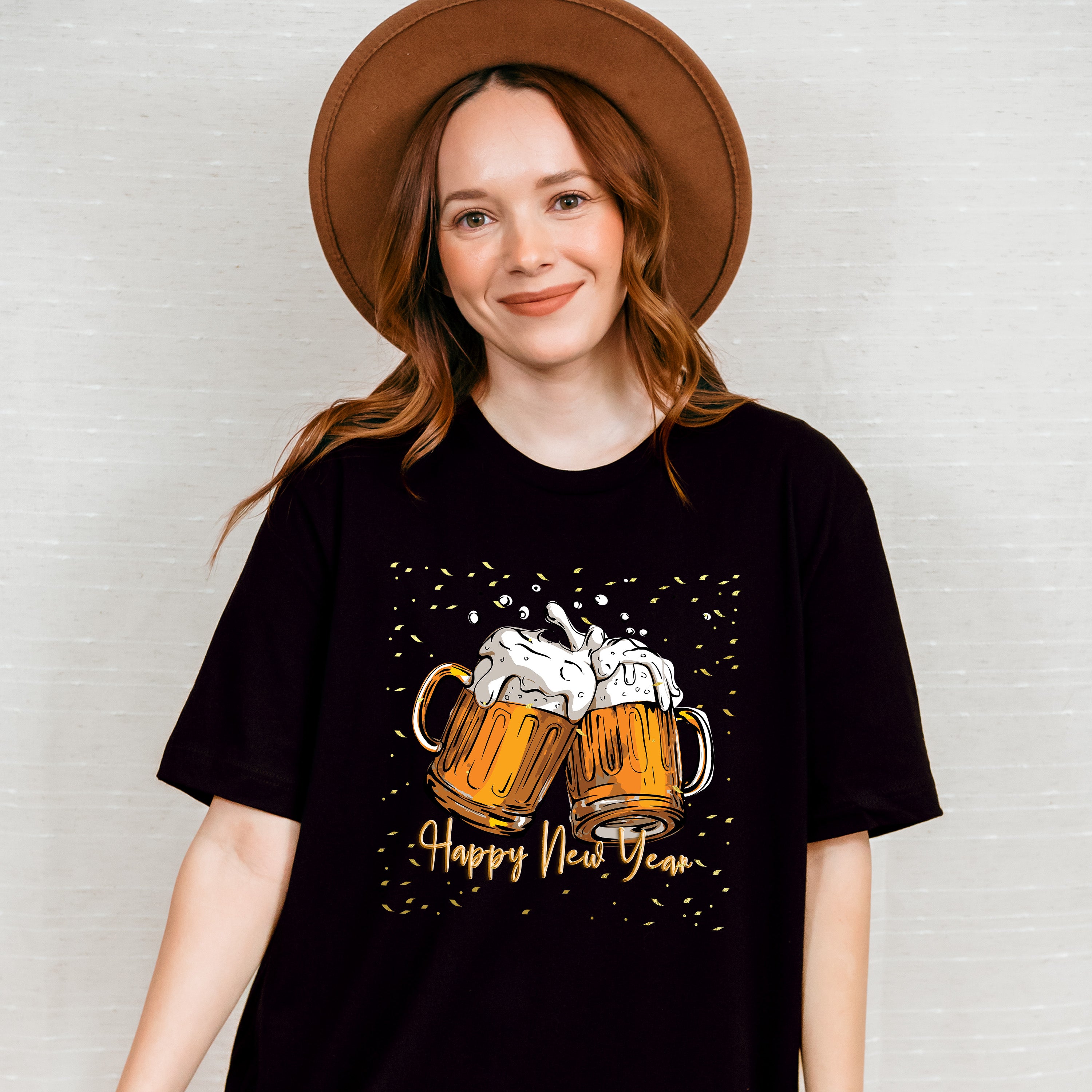 Happy New Year Beer Design - New Years Unisex Crewneck T-Shirt Sweatshirt Hoodie