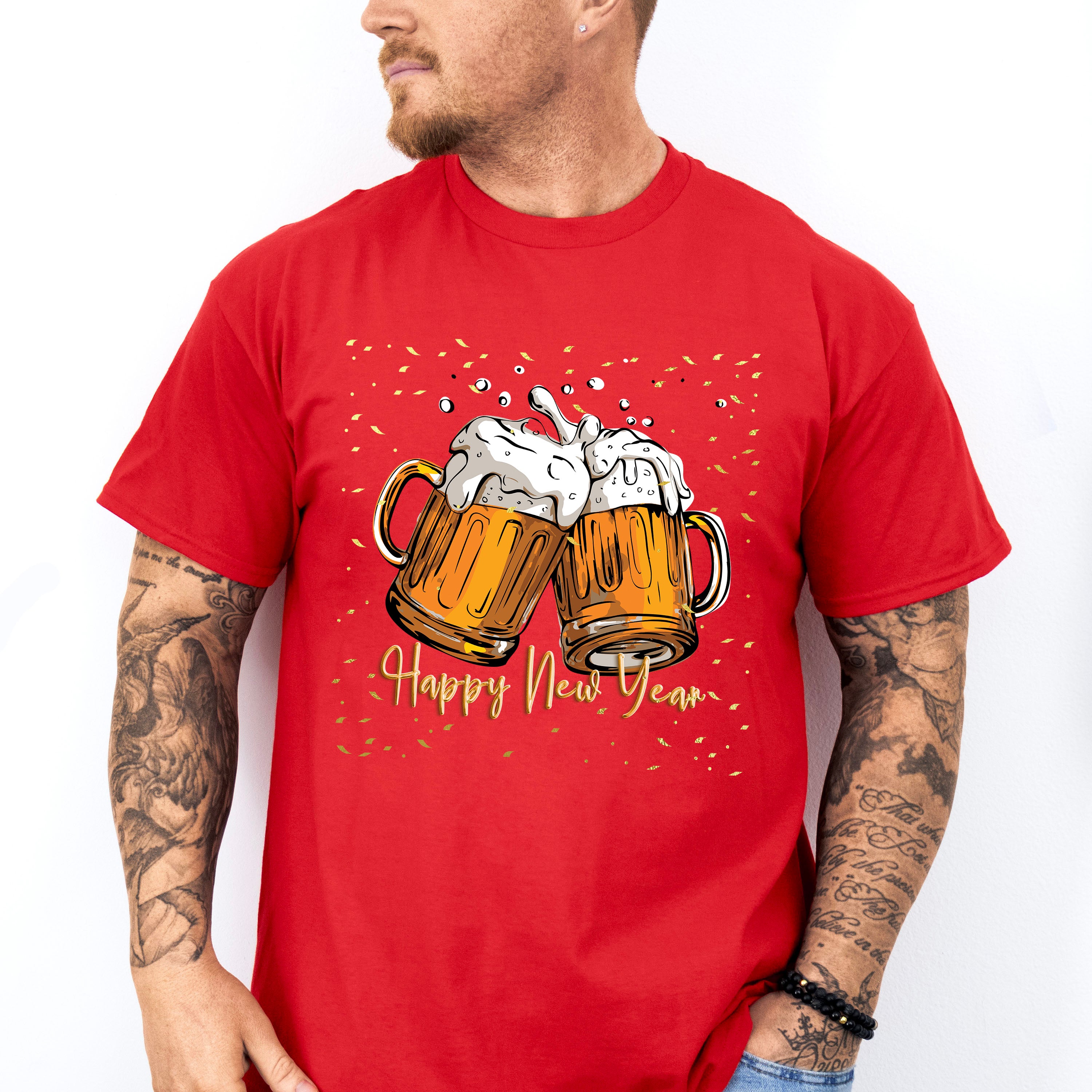 Happy New Year Beer Design - New Years Unisex Crewneck T-Shirt Sweatshirt Hoodie