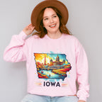 Colorful Iowa Design - States & Cities Unisex Crewneck T-Shirt Sweatshirt Hoodie