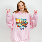 Colorful Iowa Design - States & Cities Unisex Crewneck T-Shirt Sweatshirt Hoodie