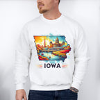 Colorful Iowa Design - States & Cities Unisex Crewneck T-Shirt Sweatshirt Hoodie