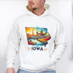 Colorful Iowa Design - States & Cities Unisex Crewneck T-Shirt Sweatshirt Hoodie