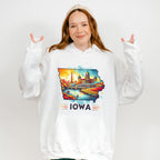 Colorful Iowa Design - States & Cities Unisex Crewneck T-Shirt Sweatshirt Hoodie