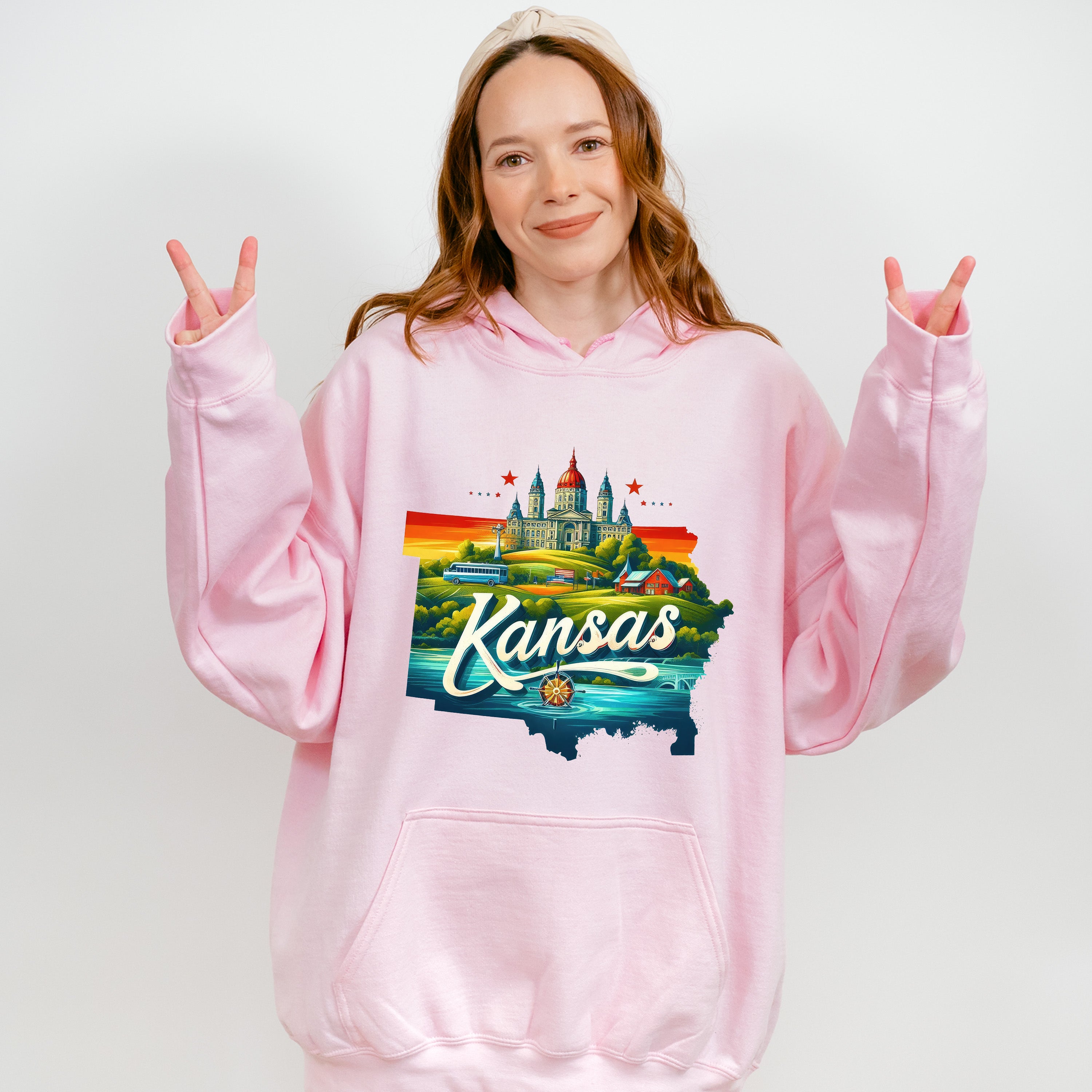 Colorful Kansas Design - States &amp; Cities Unisex Crewneck T-Shirt Sweatshirt Hoodie