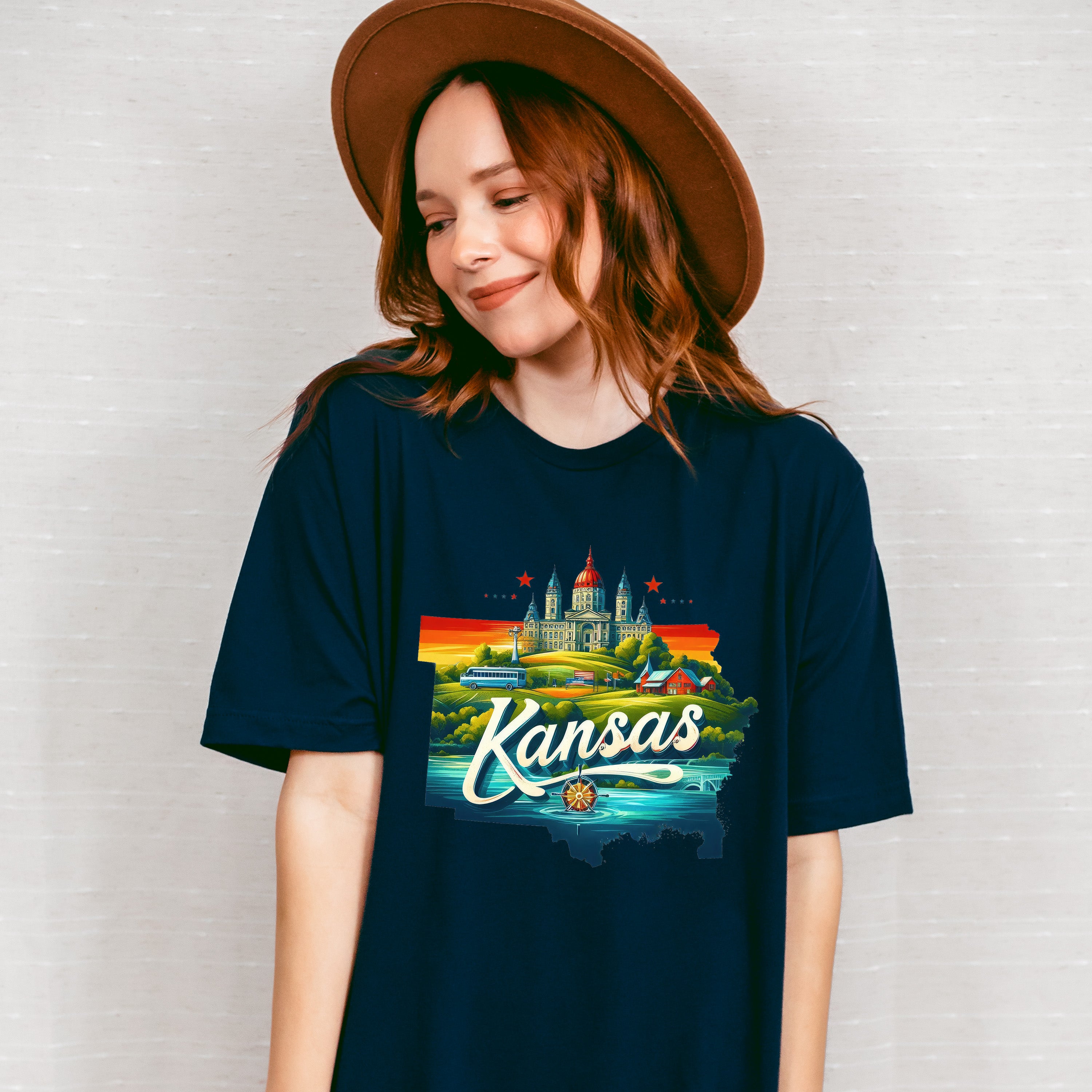 Colorful Kansas Design - States &amp; Cities Unisex Crewneck T-Shirt Sweatshirt Hoodie