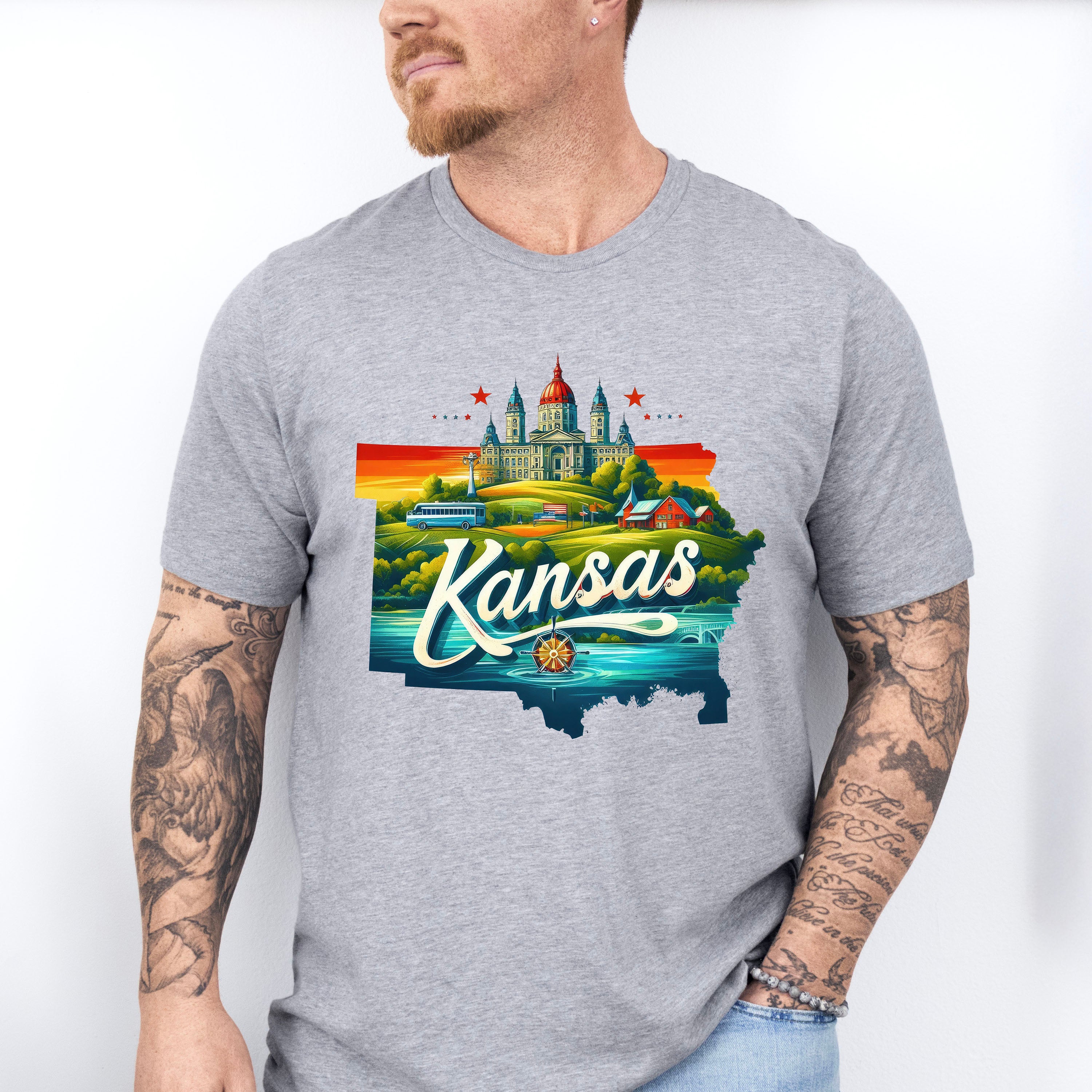 Colorful Kansas Design - States &amp; Cities Unisex Crewneck T-Shirt Sweatshirt Hoodie