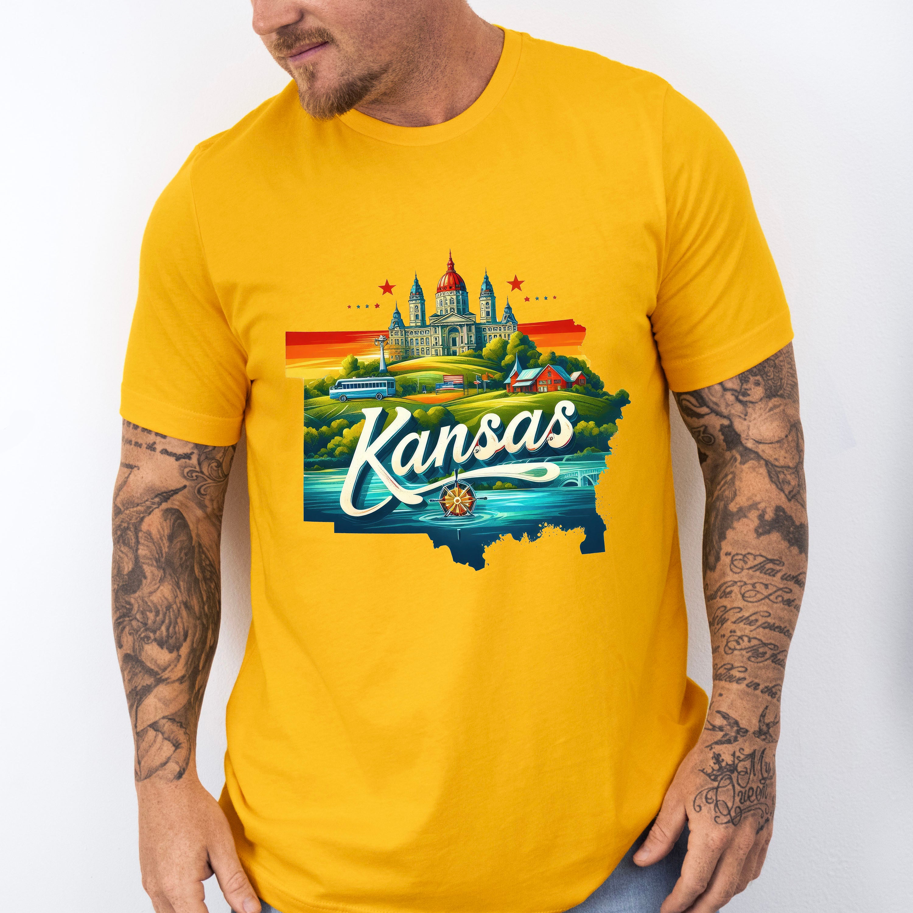 Colorful Kansas Design - States &amp; Cities Unisex Crewneck T-Shirt Sweatshirt Hoodie