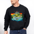 Colorful Kansas Design - States & Cities Unisex Crewneck T-Shirt Sweatshirt Hoodie