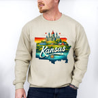 Colorful Kansas Design - States & Cities Unisex Crewneck T-Shirt Sweatshirt Hoodie