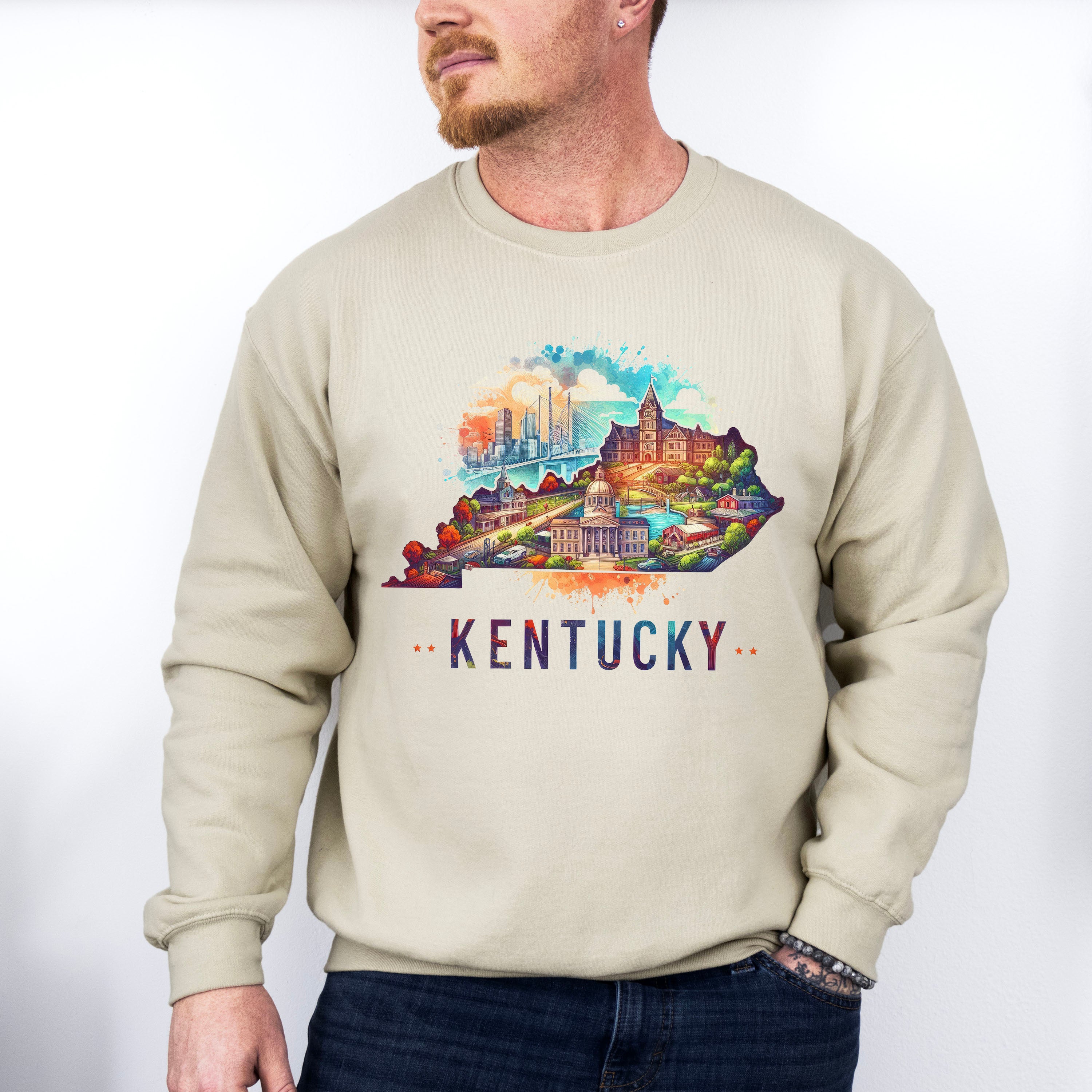 Colorful Kentucky Design - States &amp; Cities Unisex Crewneck T-Shirt Sweatshirt Hoodie