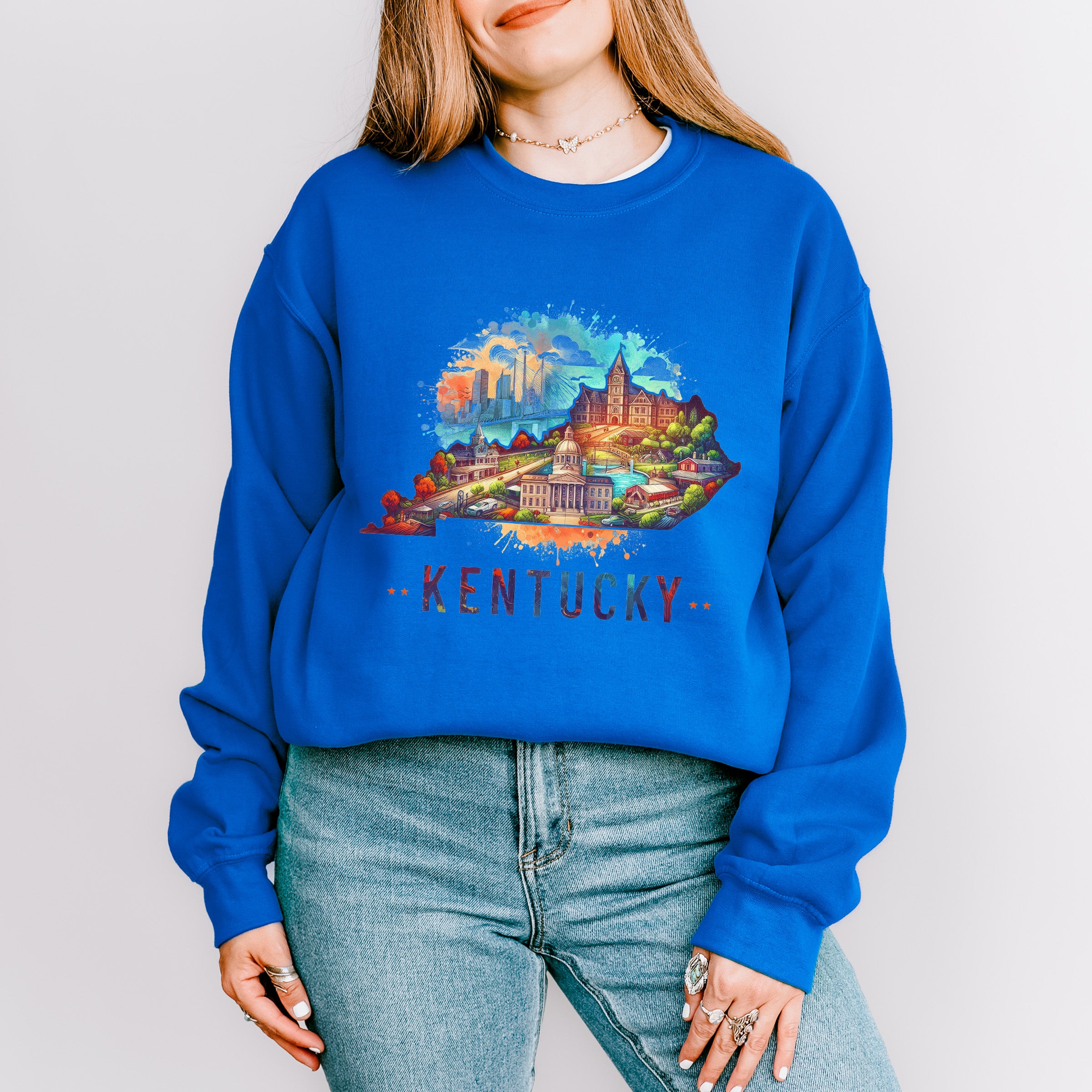Colorful Kentucky Design - States &amp; Cities Unisex Crewneck T-Shirt Sweatshirt Hoodie