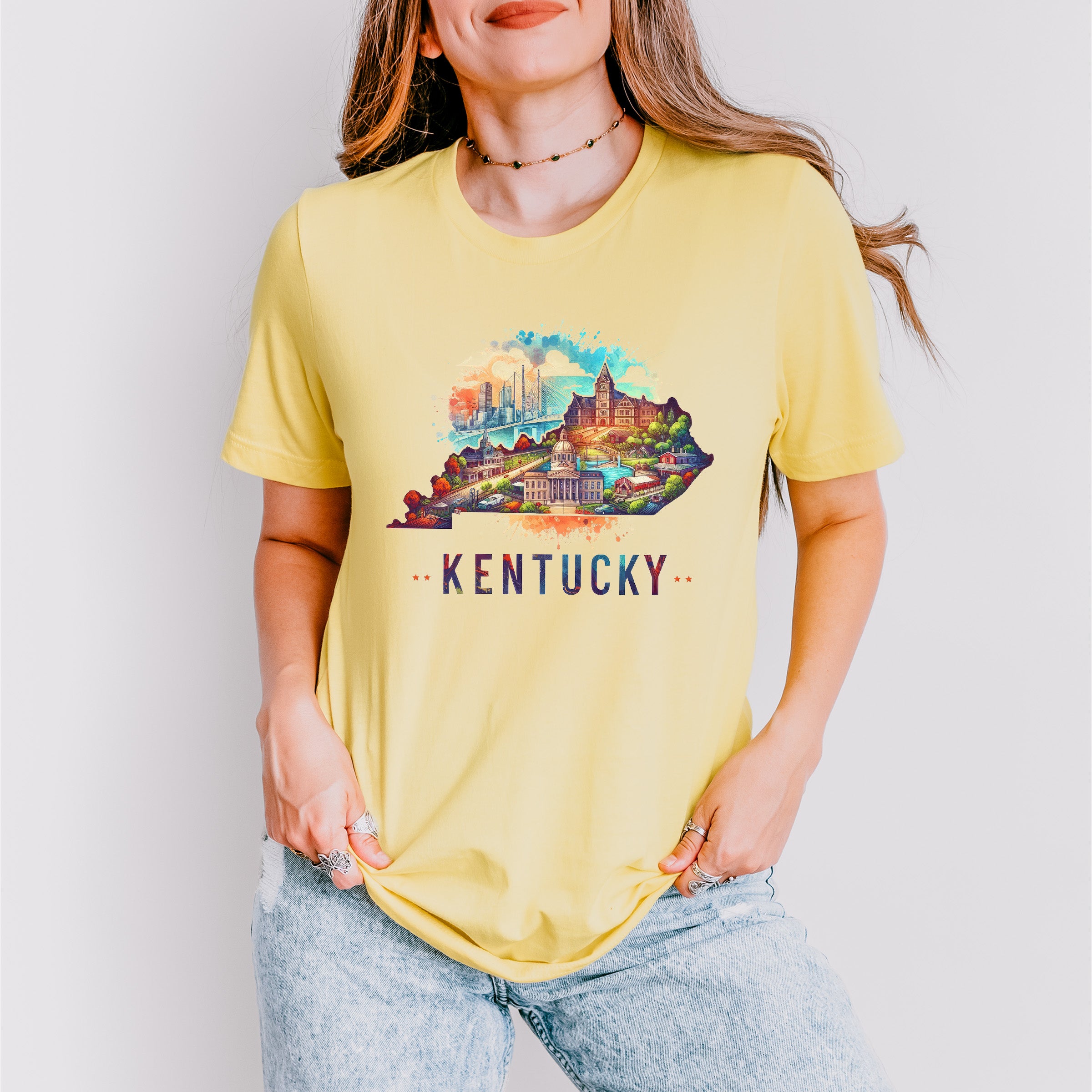 Colorful Kentucky Design - States &amp; Cities Unisex Crewneck T-Shirt Sweatshirt Hoodie