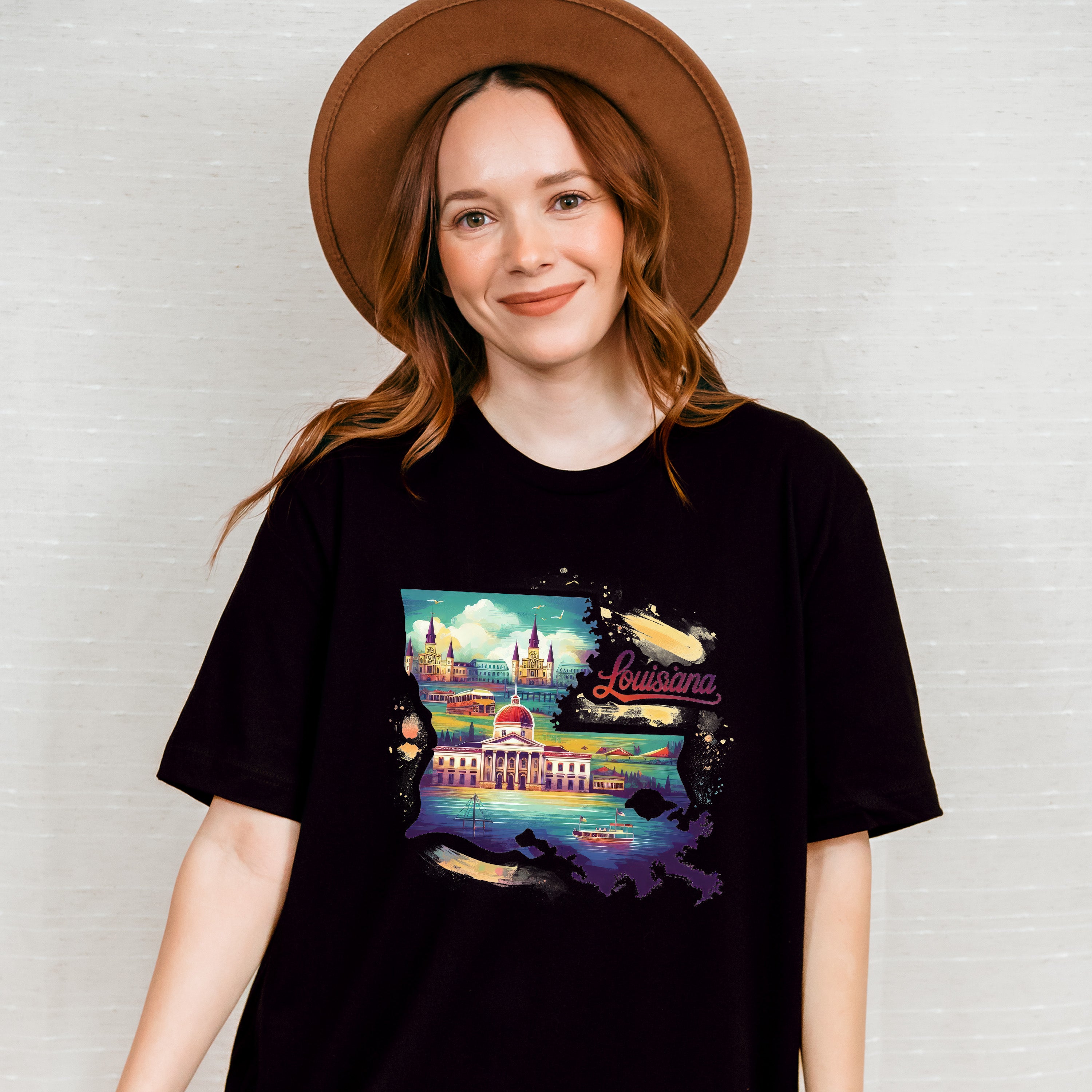 Colorful Louisiana Design - States &amp; Cities Unisex Crewneck T-Shirt Sweatshirt Hoodie