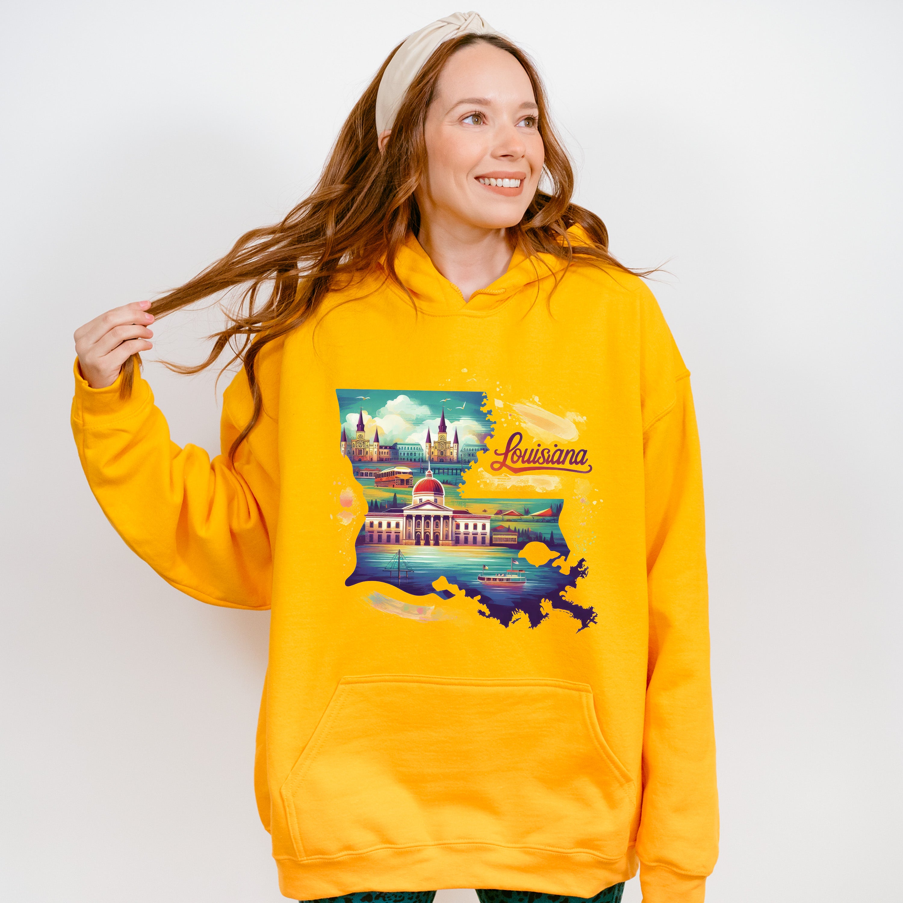 Colorful Louisiana Design - States &amp; Cities Unisex Crewneck T-Shirt Sweatshirt Hoodie