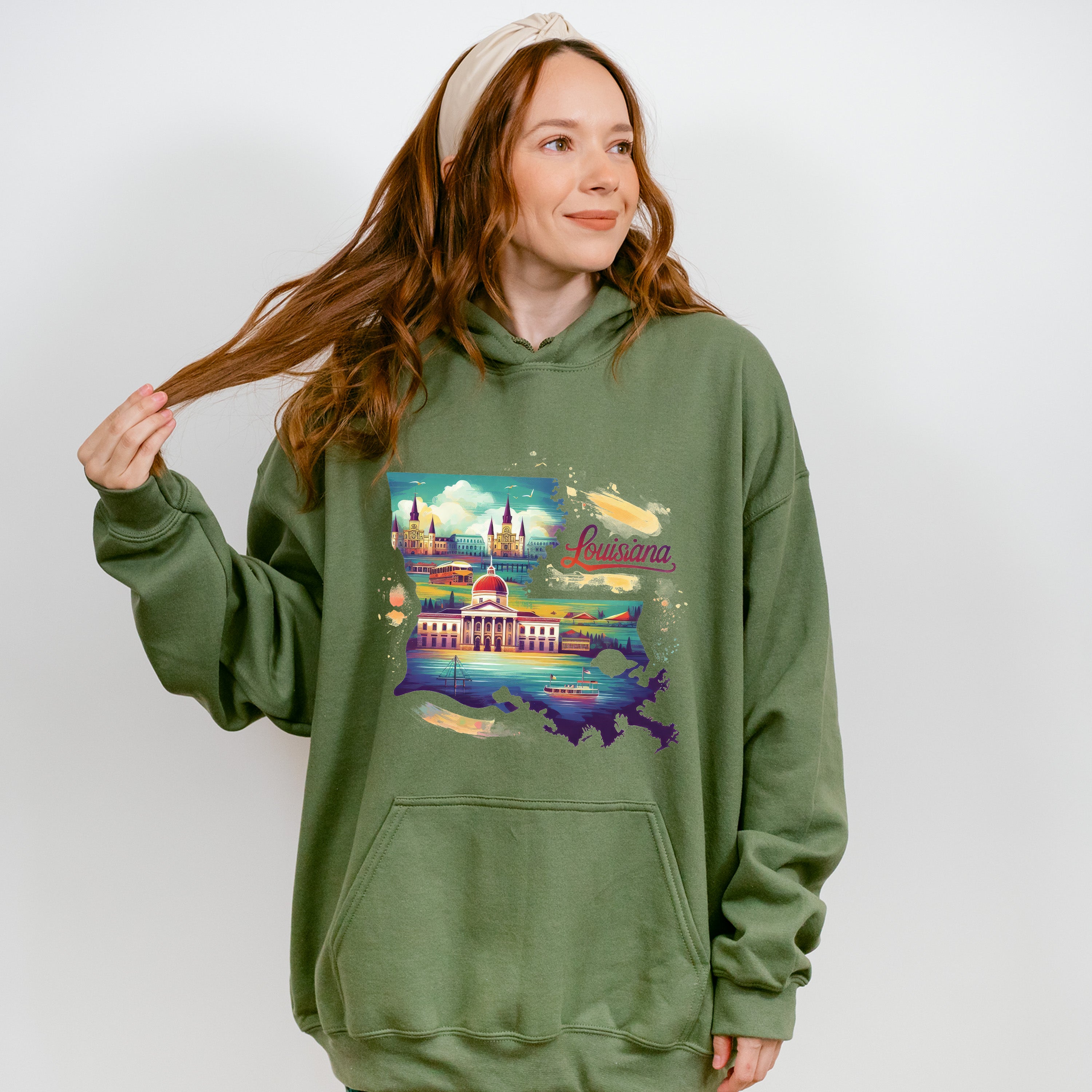 Colorful Louisiana Design - States &amp; Cities Unisex Crewneck T-Shirt Sweatshirt Hoodie