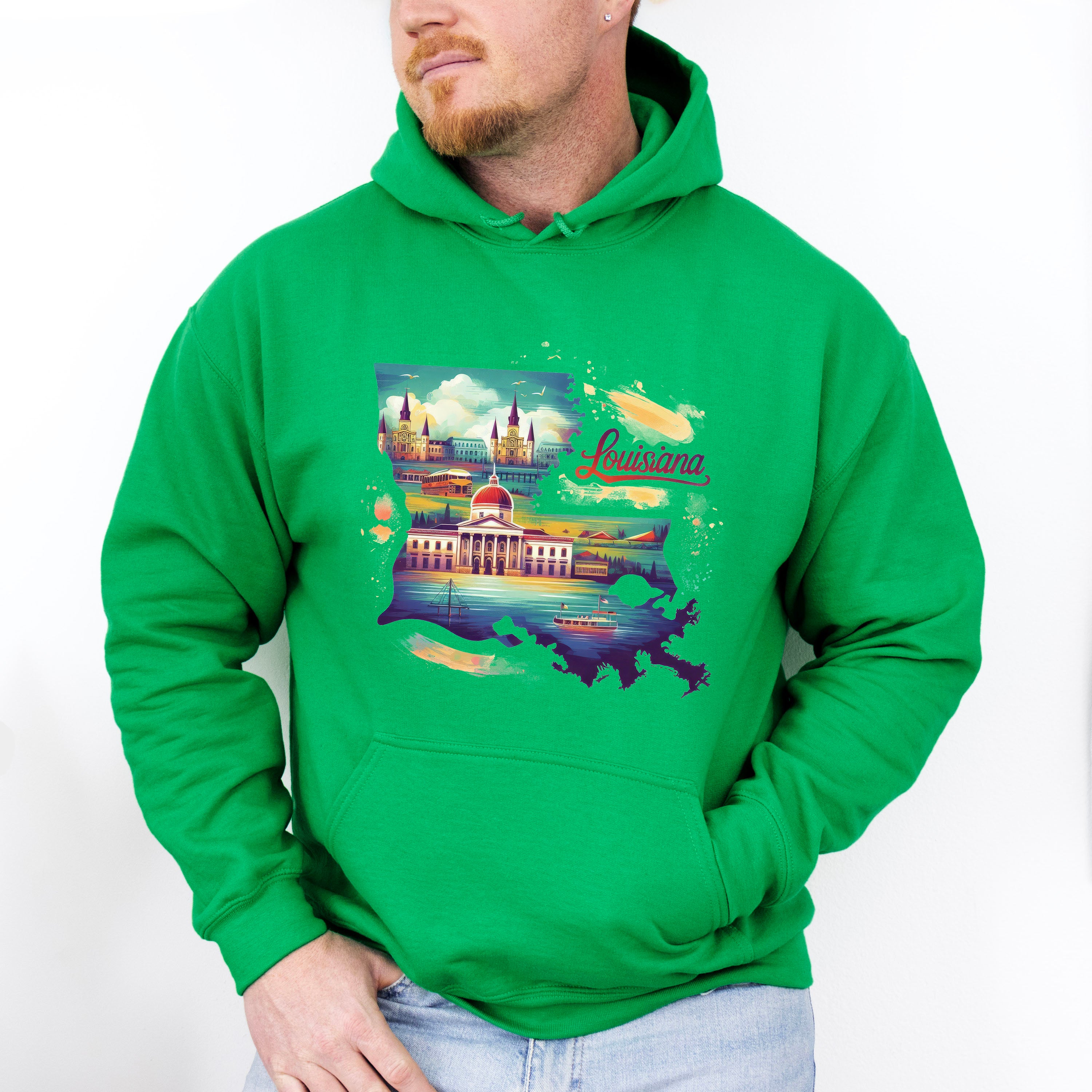 Colorful Louisiana Design - States &amp; Cities Unisex Crewneck T-Shirt Sweatshirt Hoodie