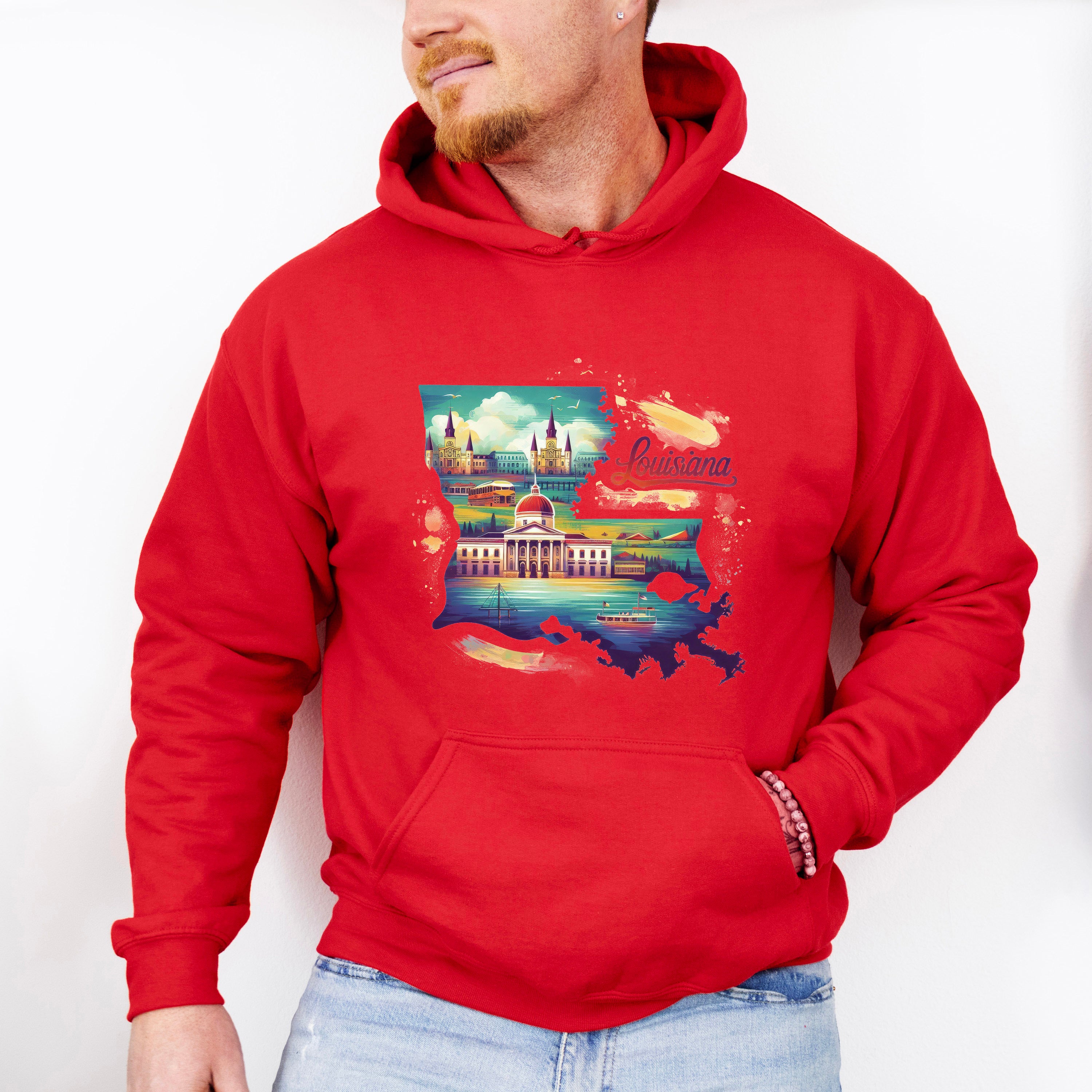 Colorful Louisiana Design - States &amp; Cities Unisex Crewneck T-Shirt Sweatshirt Hoodie