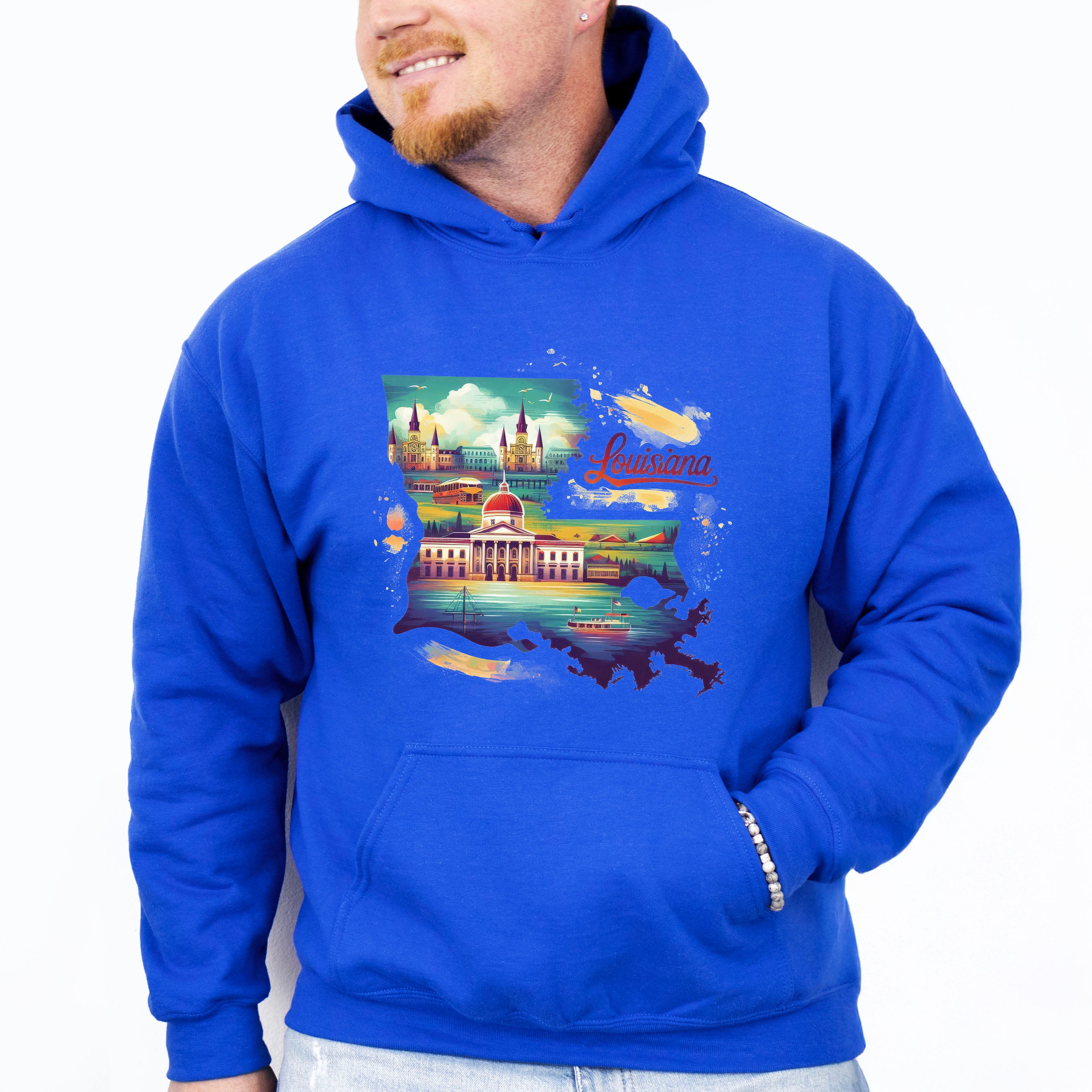 Colorful Louisiana Design - States &amp; Cities Unisex Crewneck T-Shirt Sweatshirt Hoodie