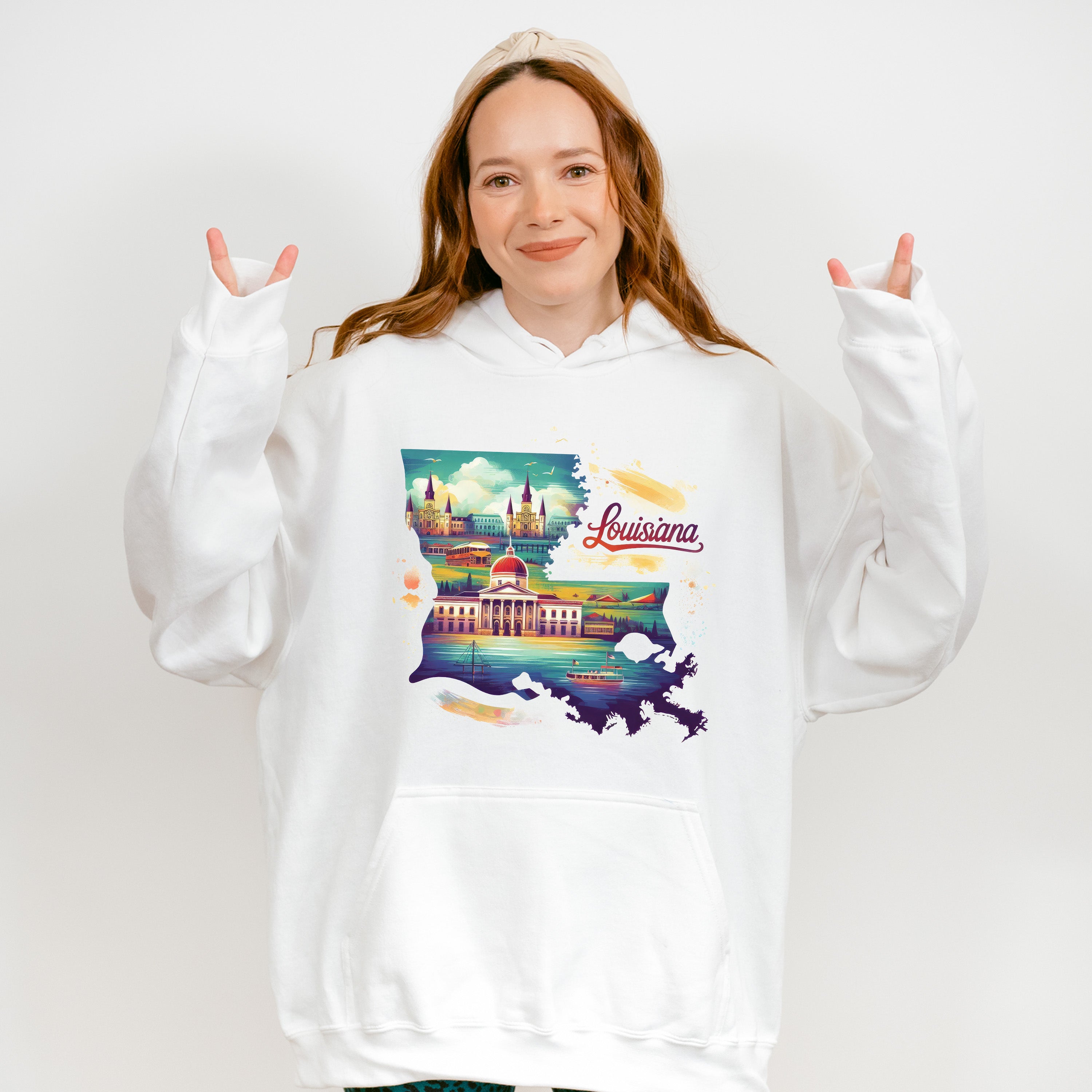 Colorful Louisiana Design - States &amp; Cities Unisex Crewneck T-Shirt Sweatshirt Hoodie