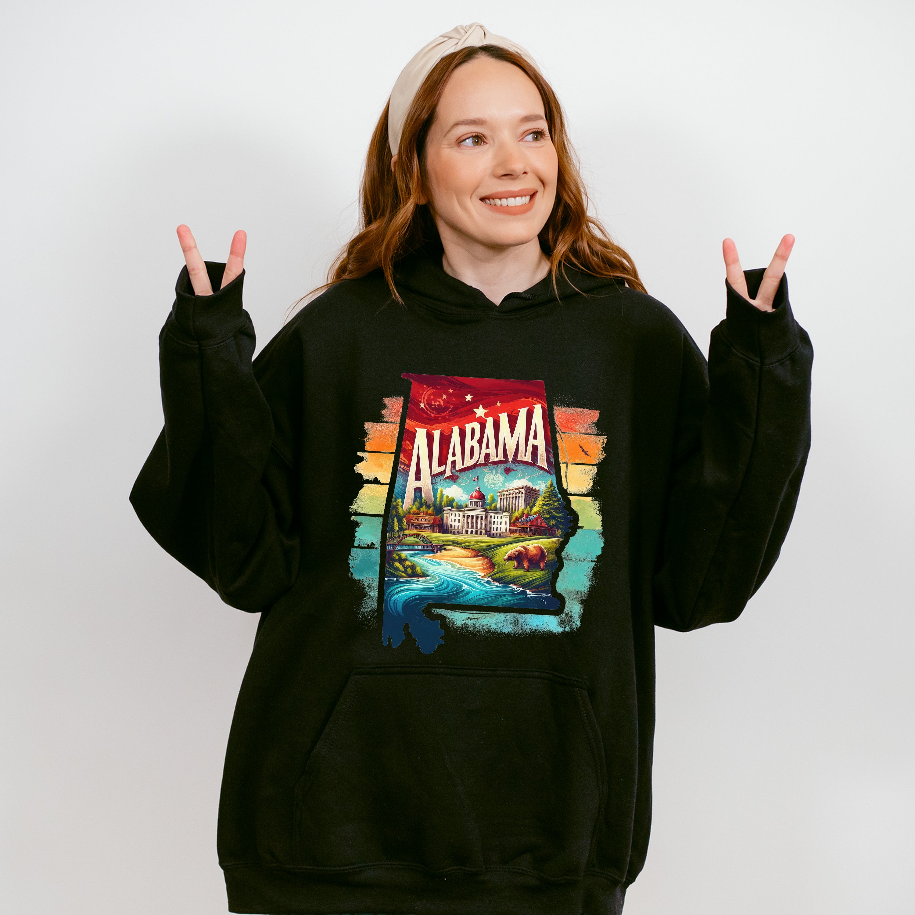 Colorful Alabama Design - States &amp; Cities Unisex Crewneck T-Shirt Sweatshirt Hoodie