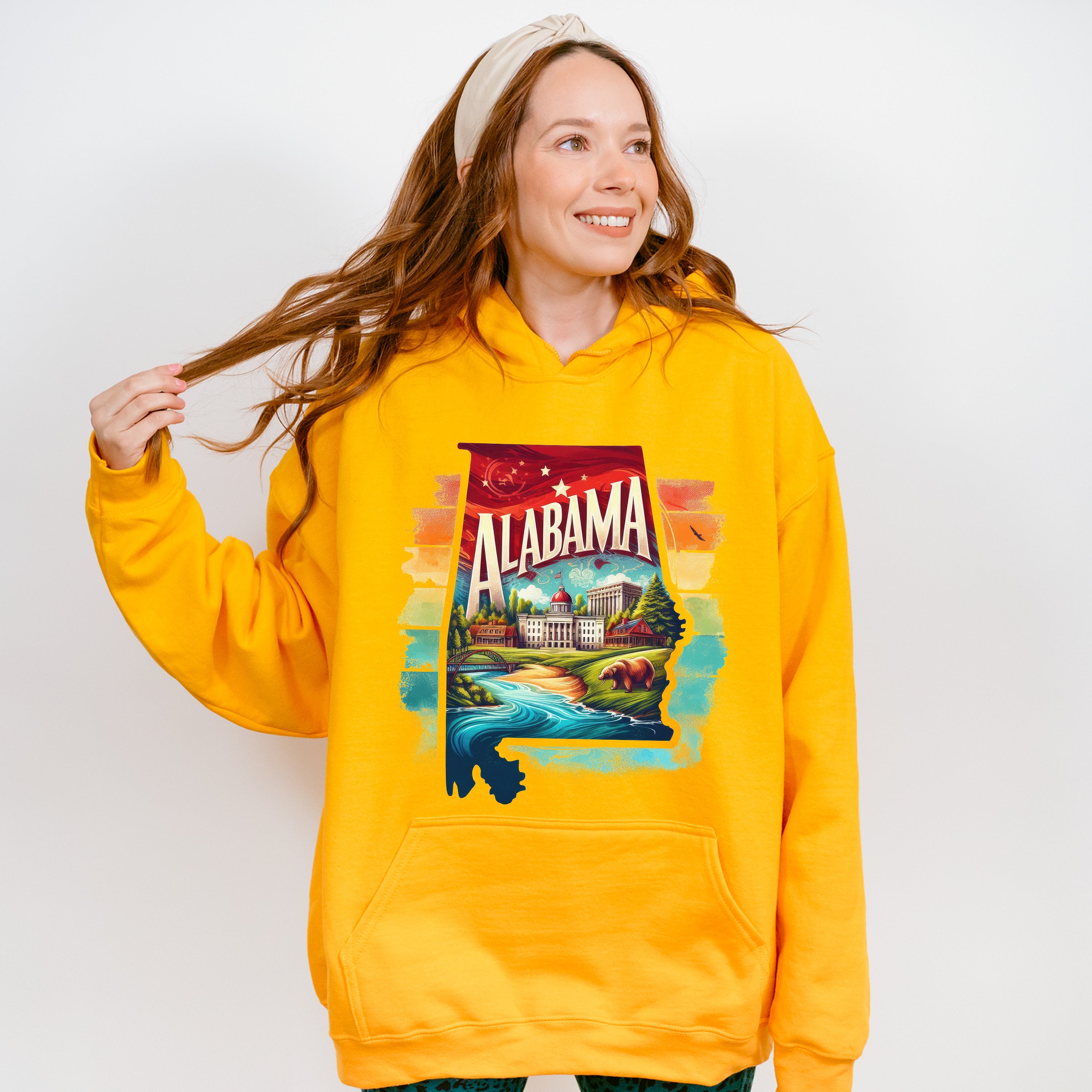 Colorful Alabama Design - States &amp; Cities Unisex Crewneck T-Shirt Sweatshirt Hoodie