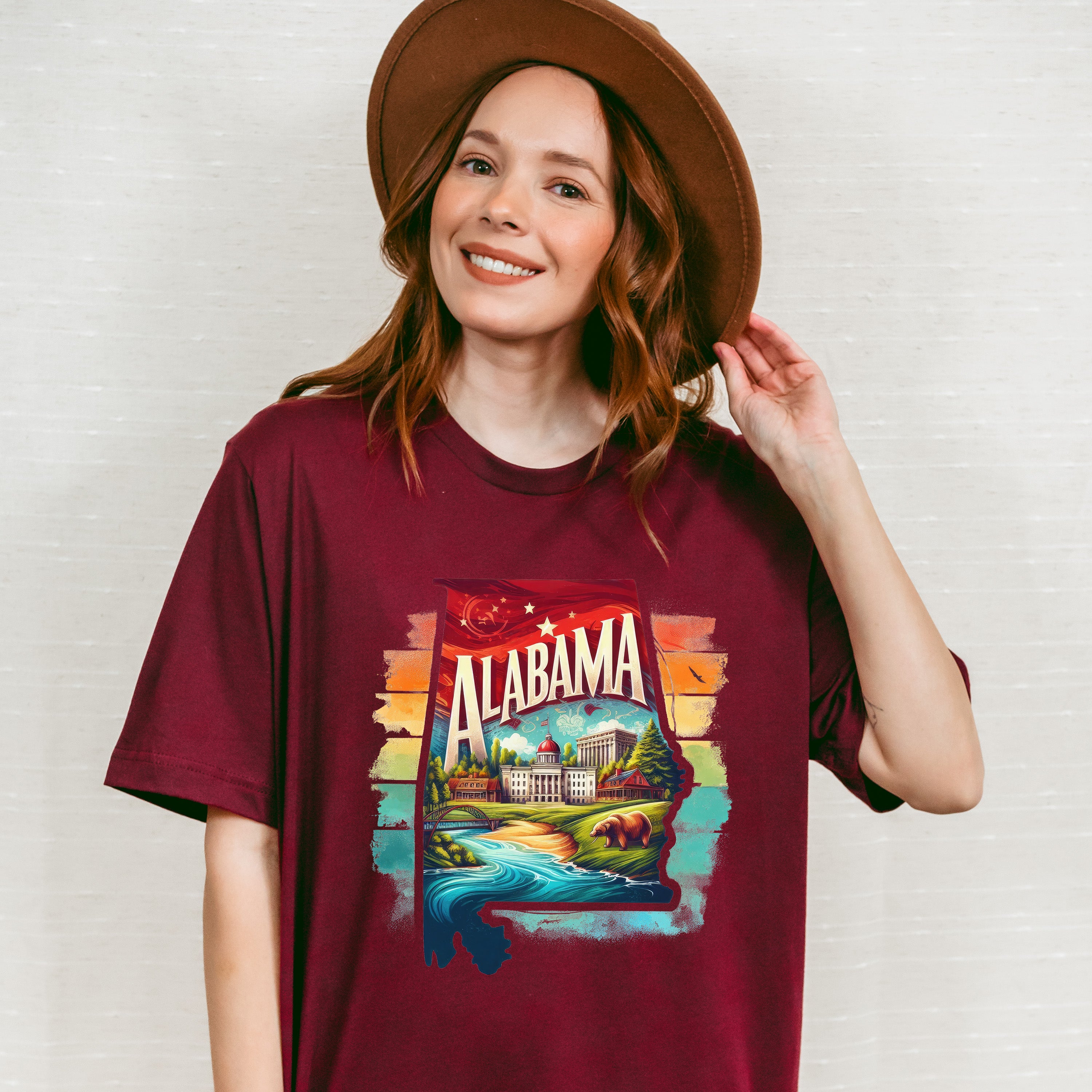 Colorful Alabama Design - States &amp; Cities Unisex Crewneck T-Shirt Sweatshirt Hoodie