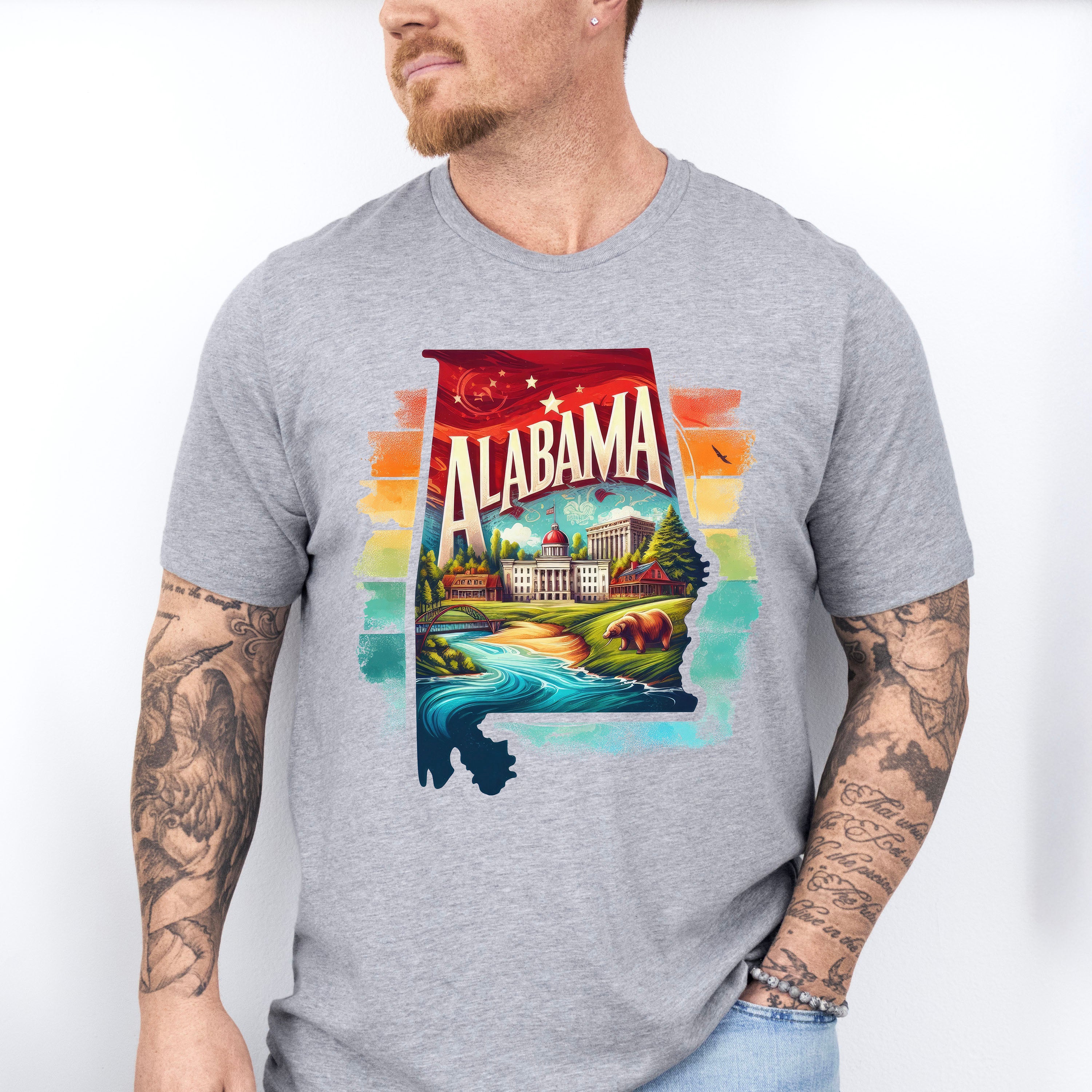 Colorful Alabama Design - States &amp; Cities Unisex Crewneck T-Shirt Sweatshirt Hoodie