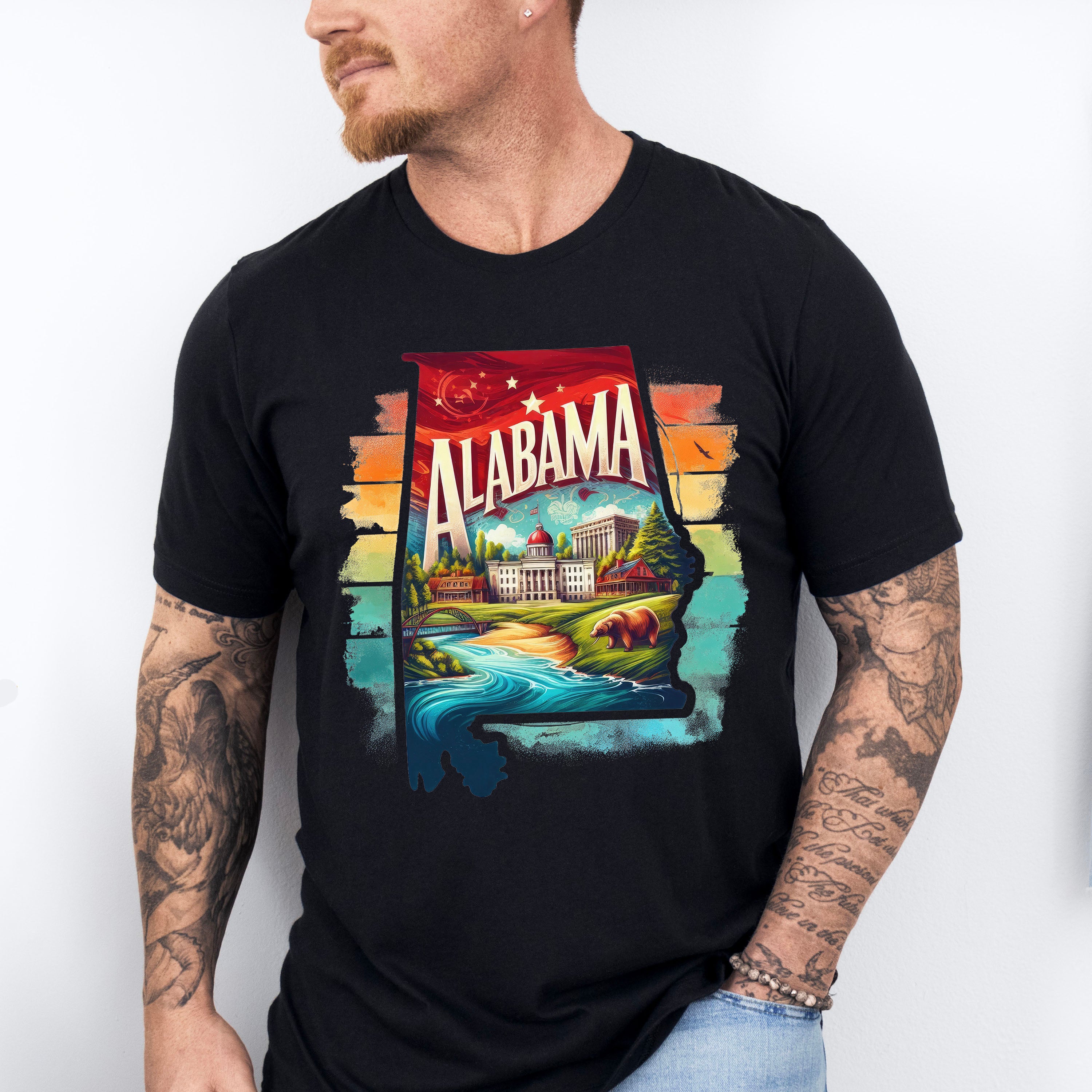 Colorful Alabama Design - States &amp; Cities Unisex Crewneck T-Shirt Sweatshirt Hoodie