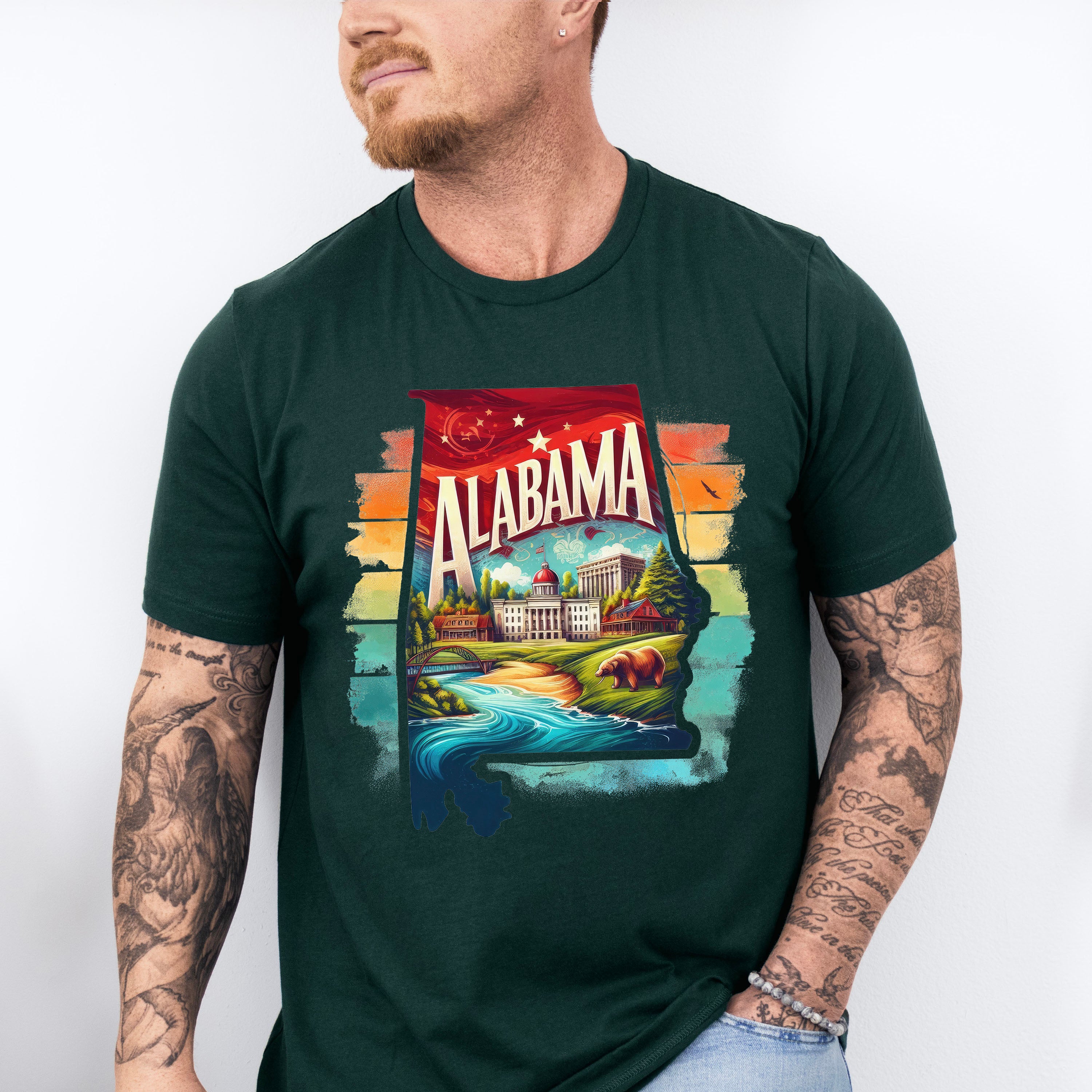 Colorful Alabama Design - States &amp; Cities Unisex Crewneck T-Shirt Sweatshirt Hoodie