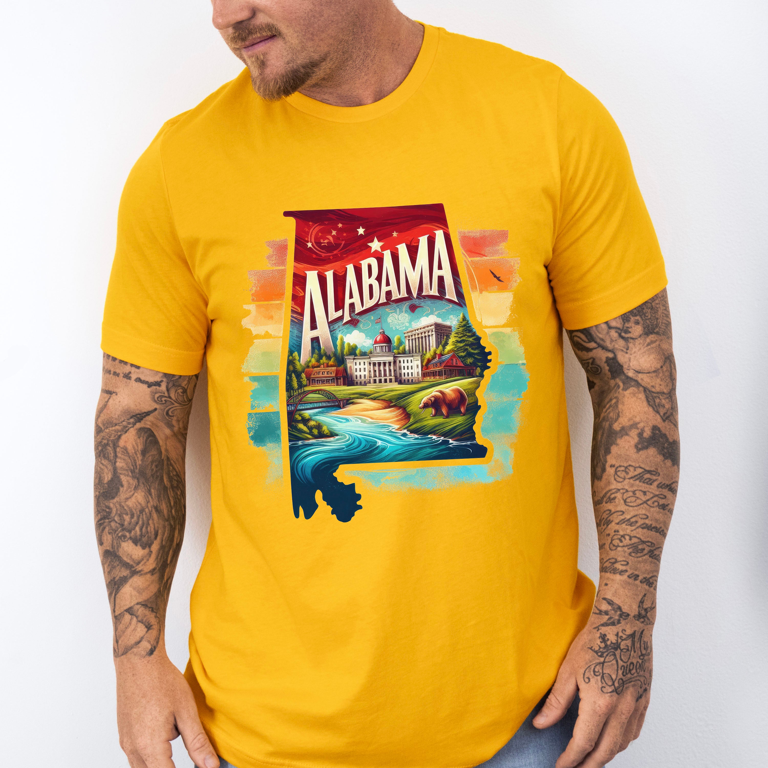 Colorful Alabama Design - States &amp; Cities Unisex Crewneck T-Shirt Sweatshirt Hoodie