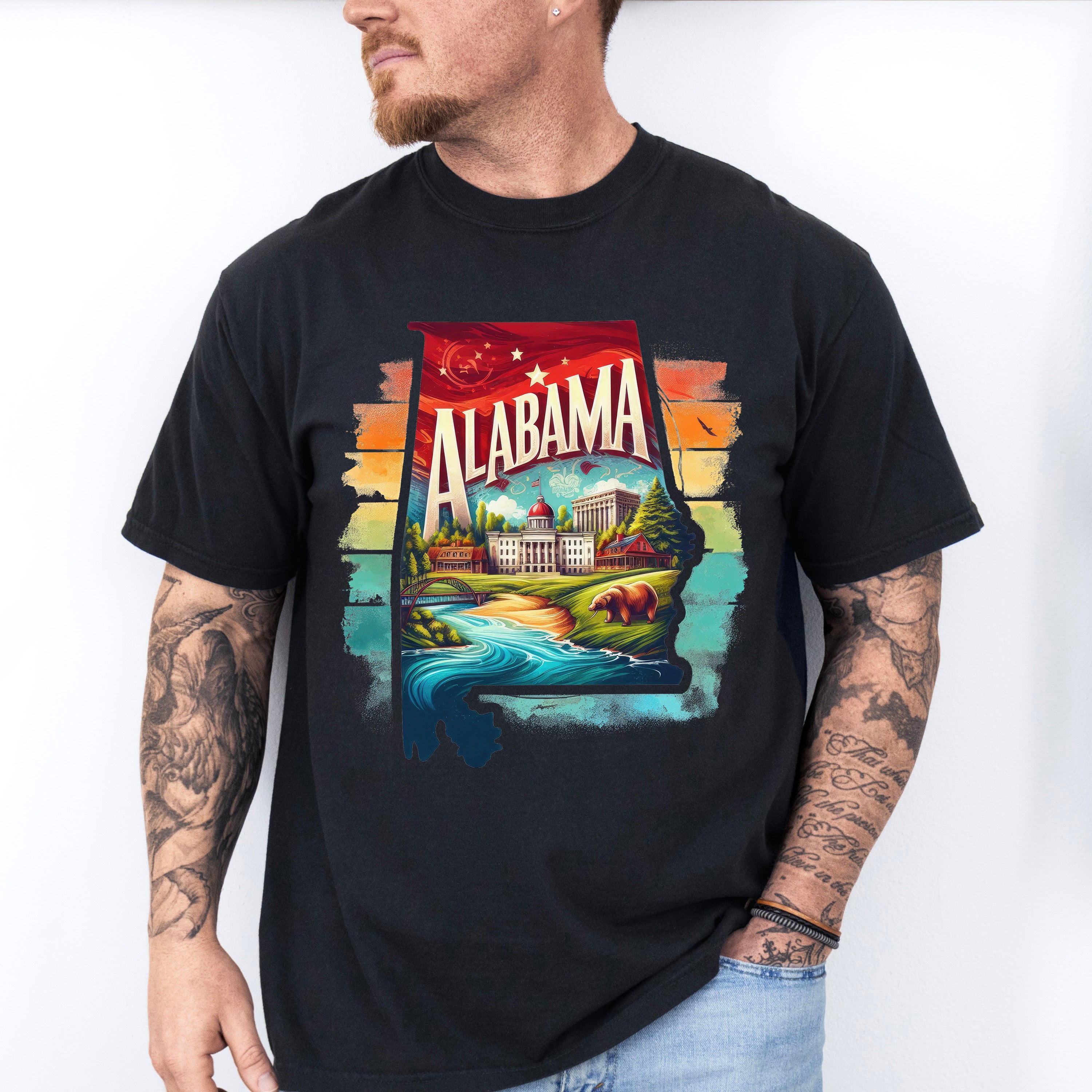 Colorful Alabama Design - States &amp; Cities Unisex Crewneck T-Shirt Sweatshirt Hoodie