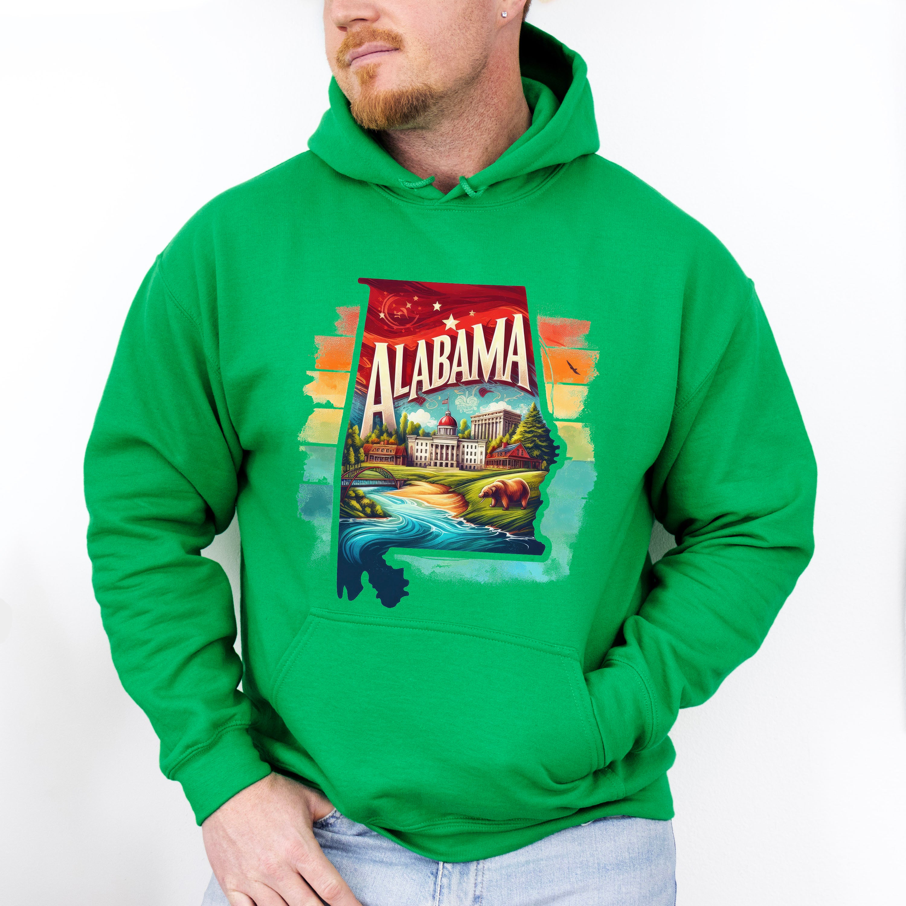 Colorful Alabama Design - States &amp; Cities Unisex Crewneck T-Shirt Sweatshirt Hoodie