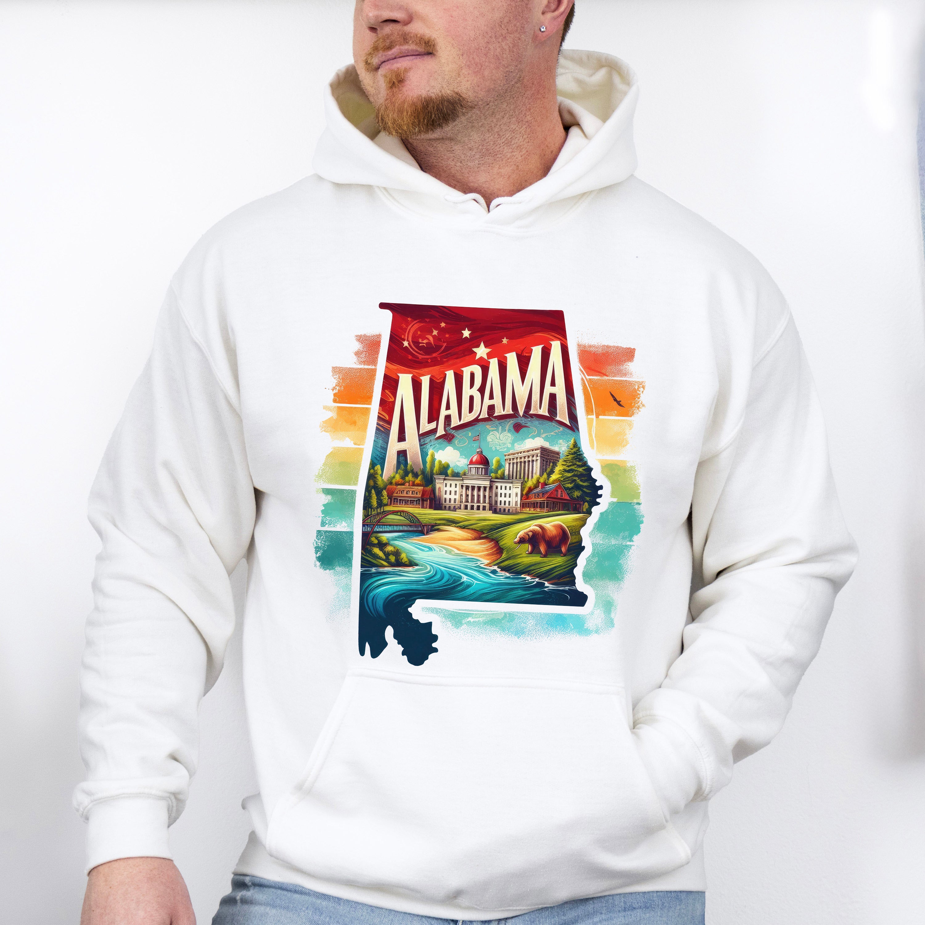 Colorful Alabama Design - States &amp; Cities Unisex Crewneck T-Shirt Sweatshirt Hoodie