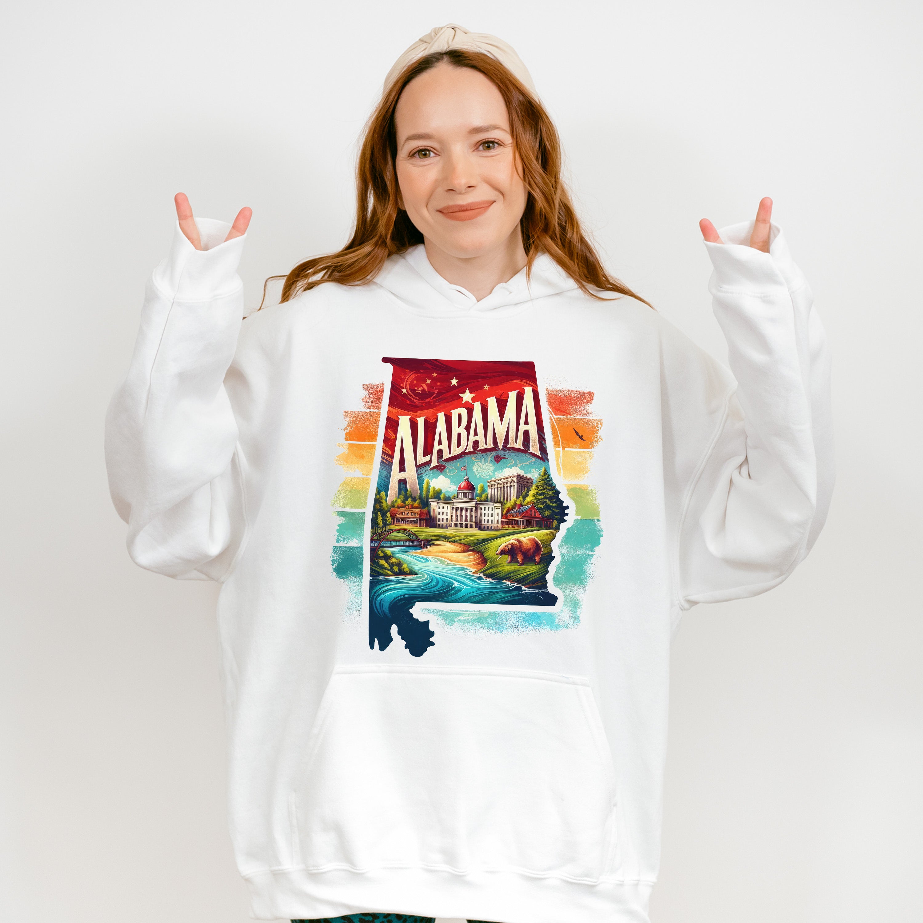 Colorful Alabama Design - States &amp; Cities Unisex Crewneck T-Shirt Sweatshirt Hoodie