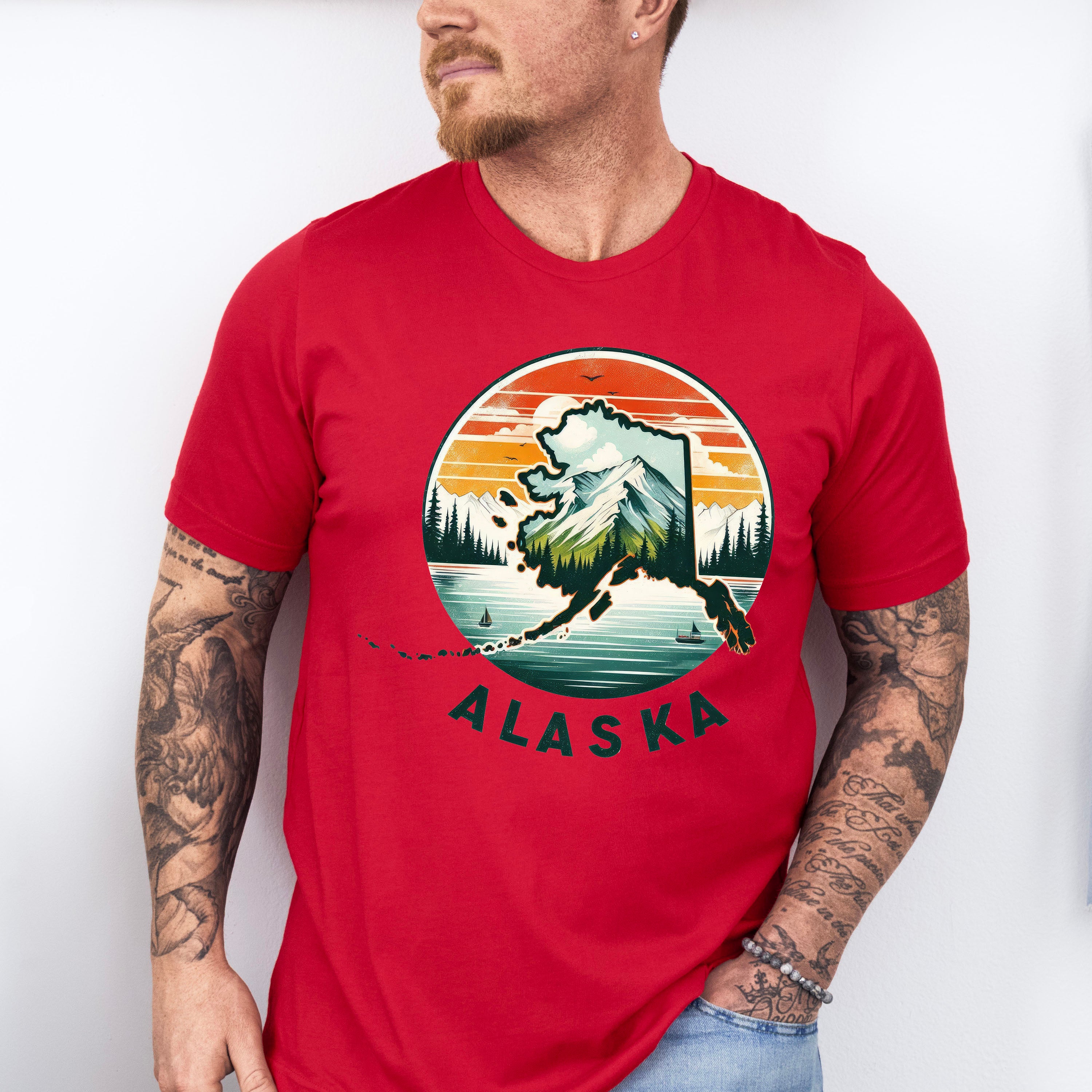 Colorful Alaska Design - States &amp; Cities Unisex Crewneck T-Shirt Sweatshirt Hoodie