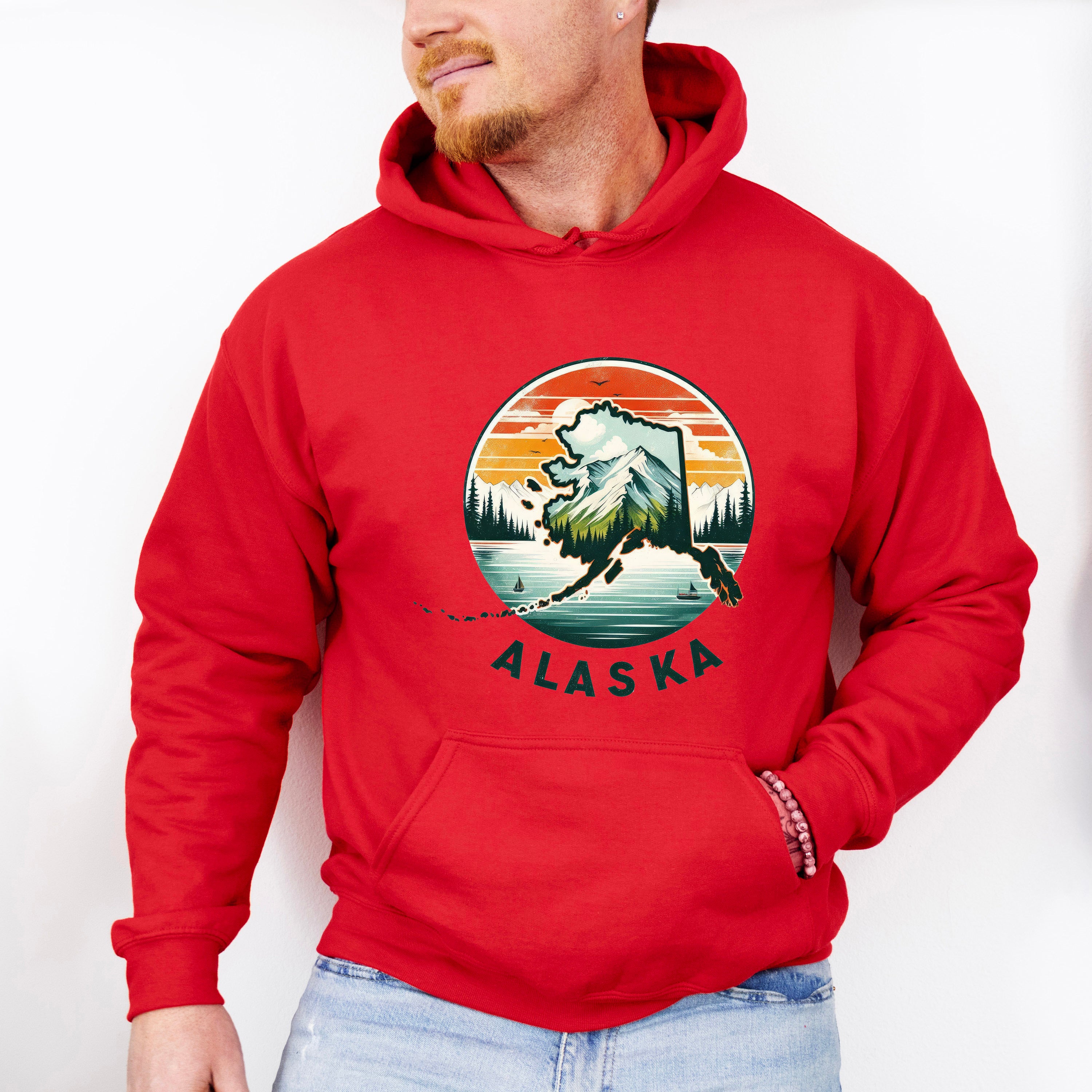Colorful Alaska Design - States &amp; Cities Unisex Crewneck T-Shirt Sweatshirt Hoodie