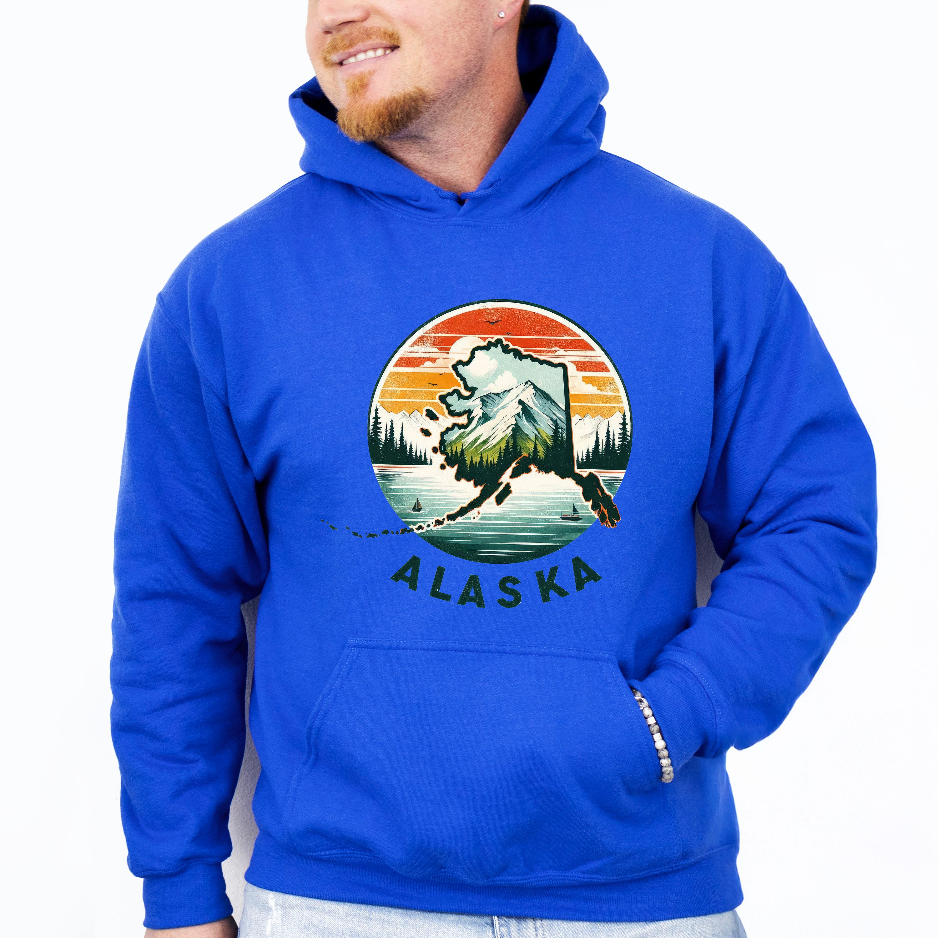 Colorful Alaska Design - States &amp; Cities Unisex Crewneck T-Shirt Sweatshirt Hoodie