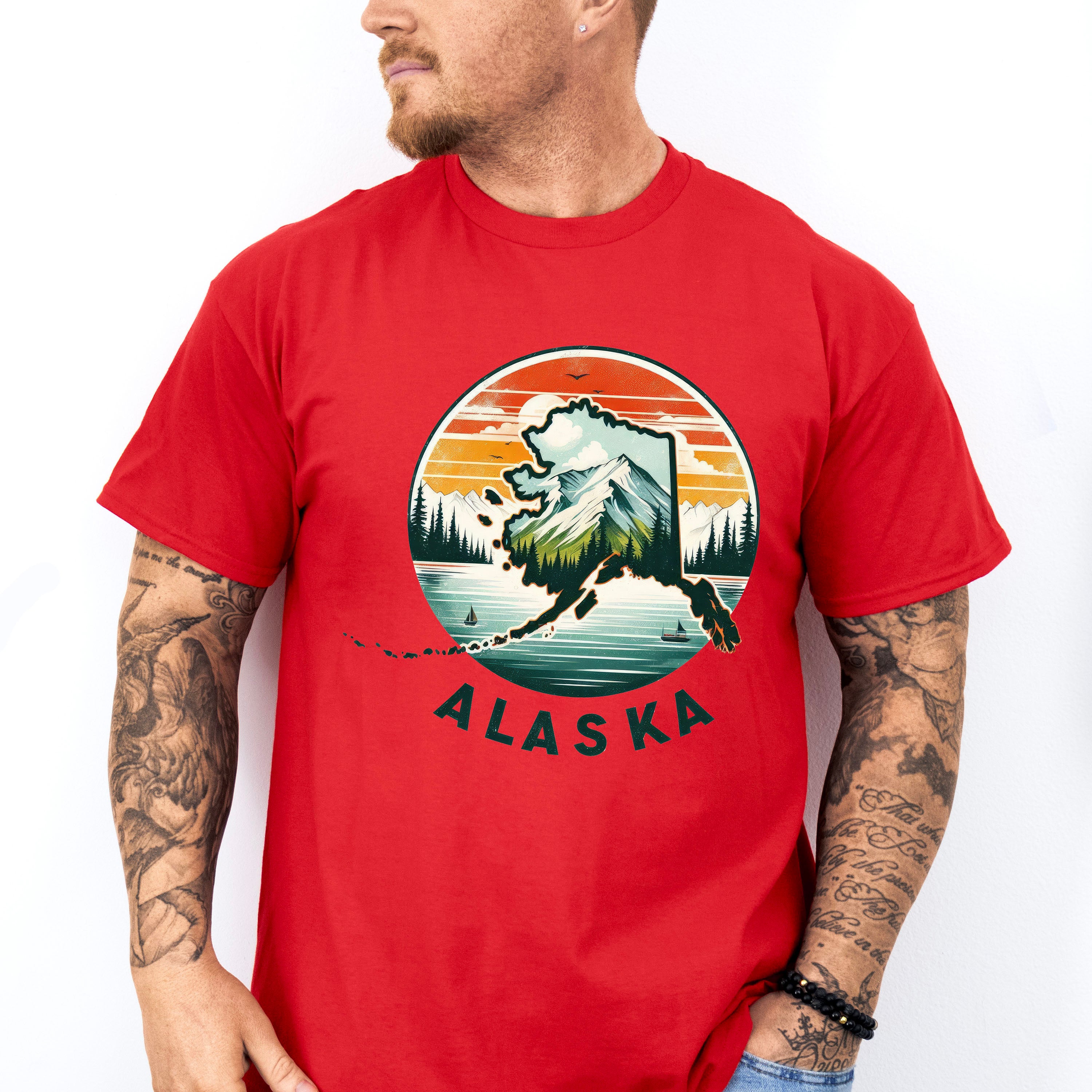 Colorful Alaska Design - States &amp; Cities Unisex Crewneck T-Shirt Sweatshirt Hoodie