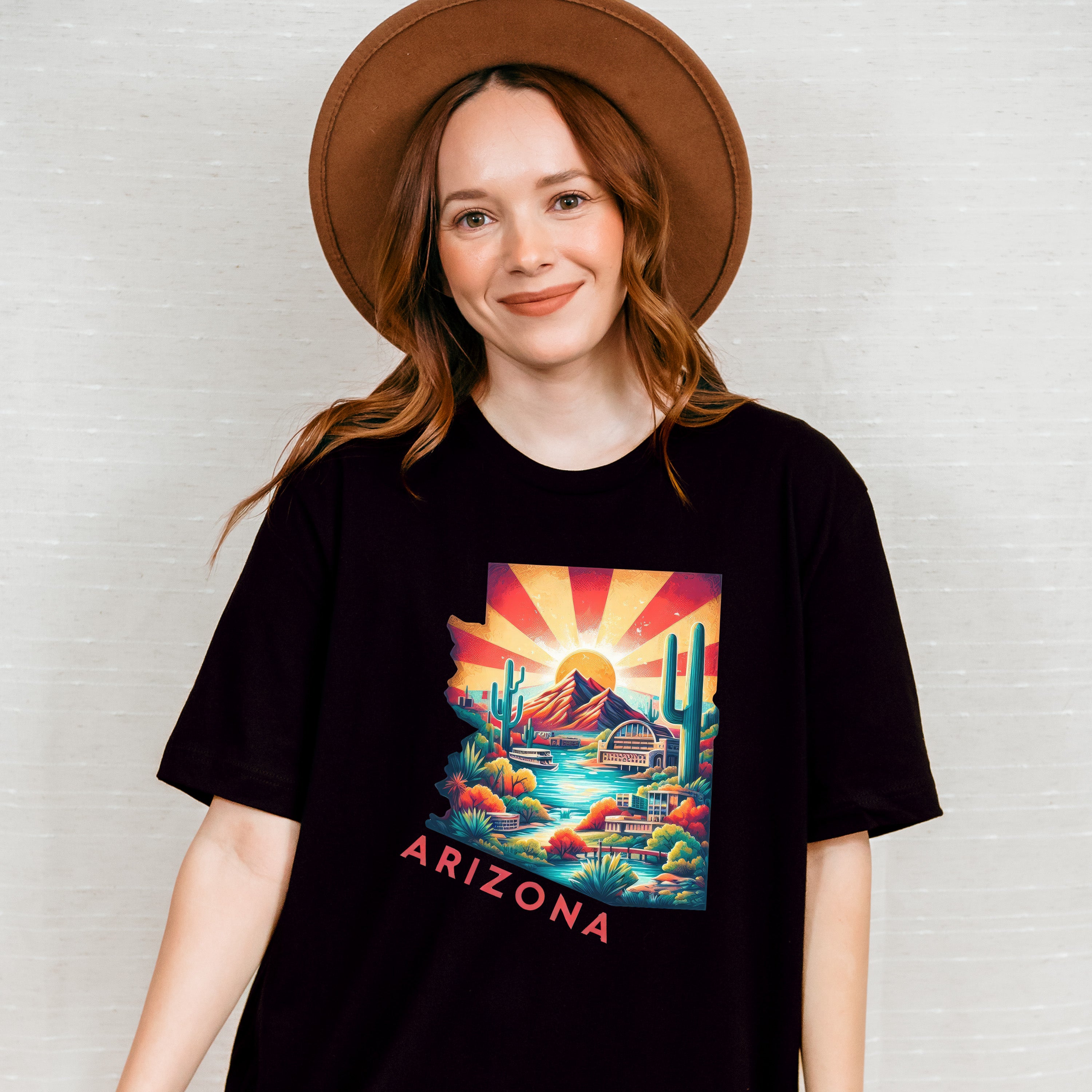 Colorful Arizona Design - States &amp; Cities Unisex Crewneck T-Shirt Sweatshirt Hoodie