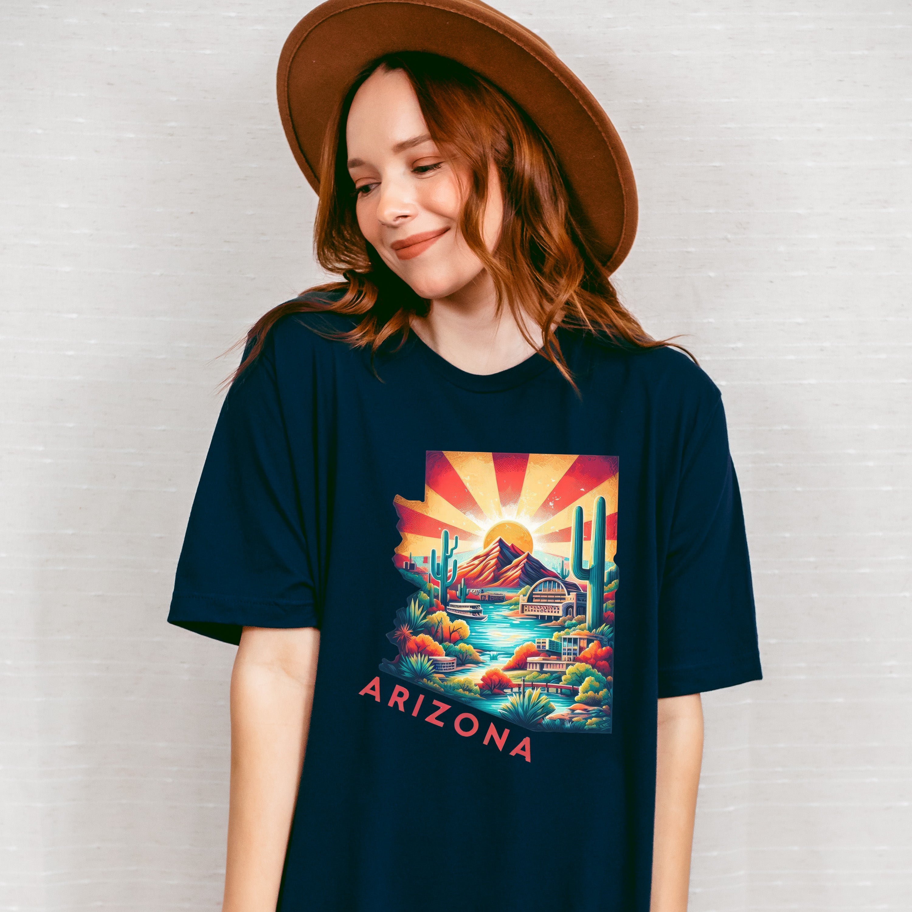 Colorful Arizona Design - States &amp; Cities Unisex Crewneck T-Shirt Sweatshirt Hoodie
