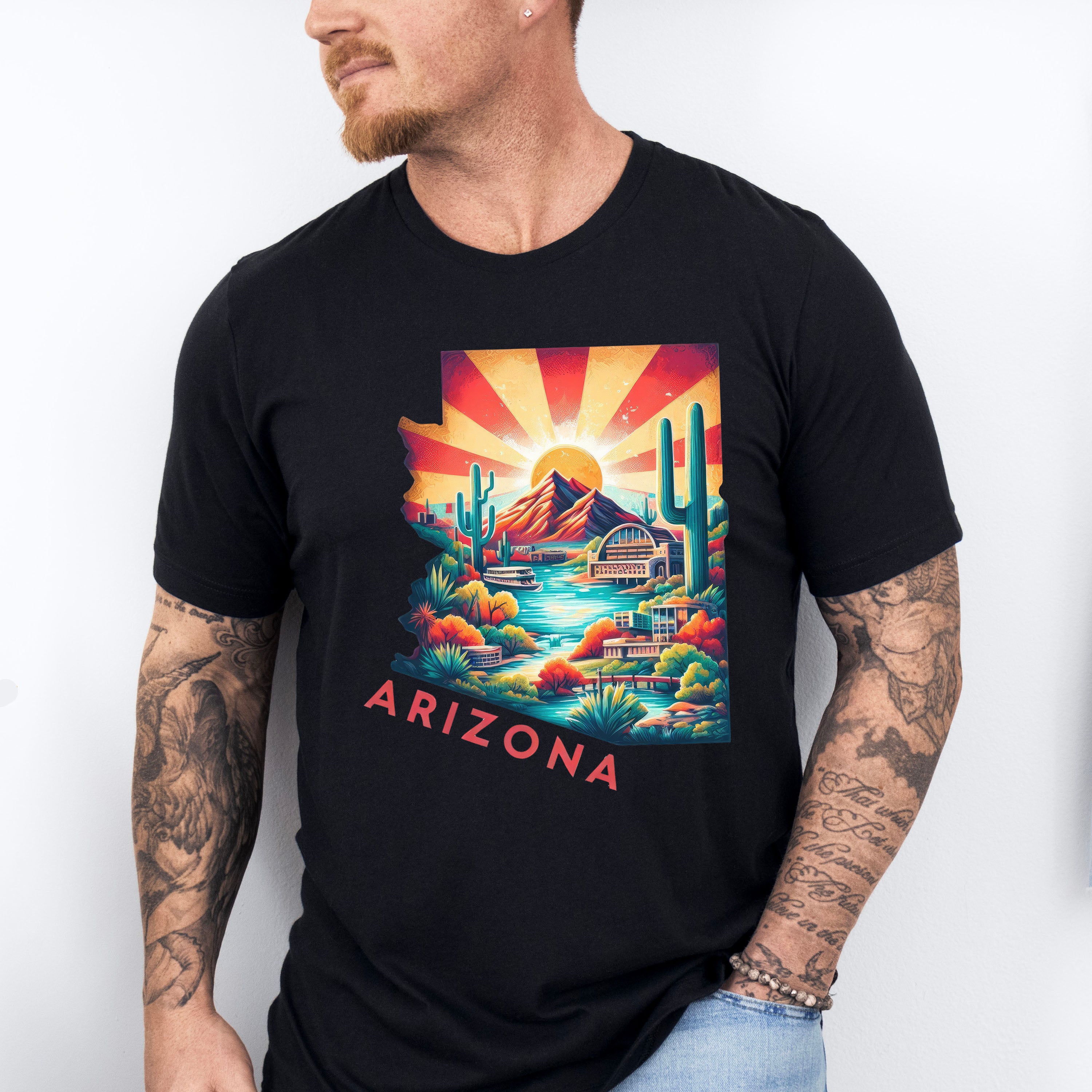 Colorful Arizona Design - States &amp; Cities Unisex Crewneck T-Shirt Sweatshirt Hoodie