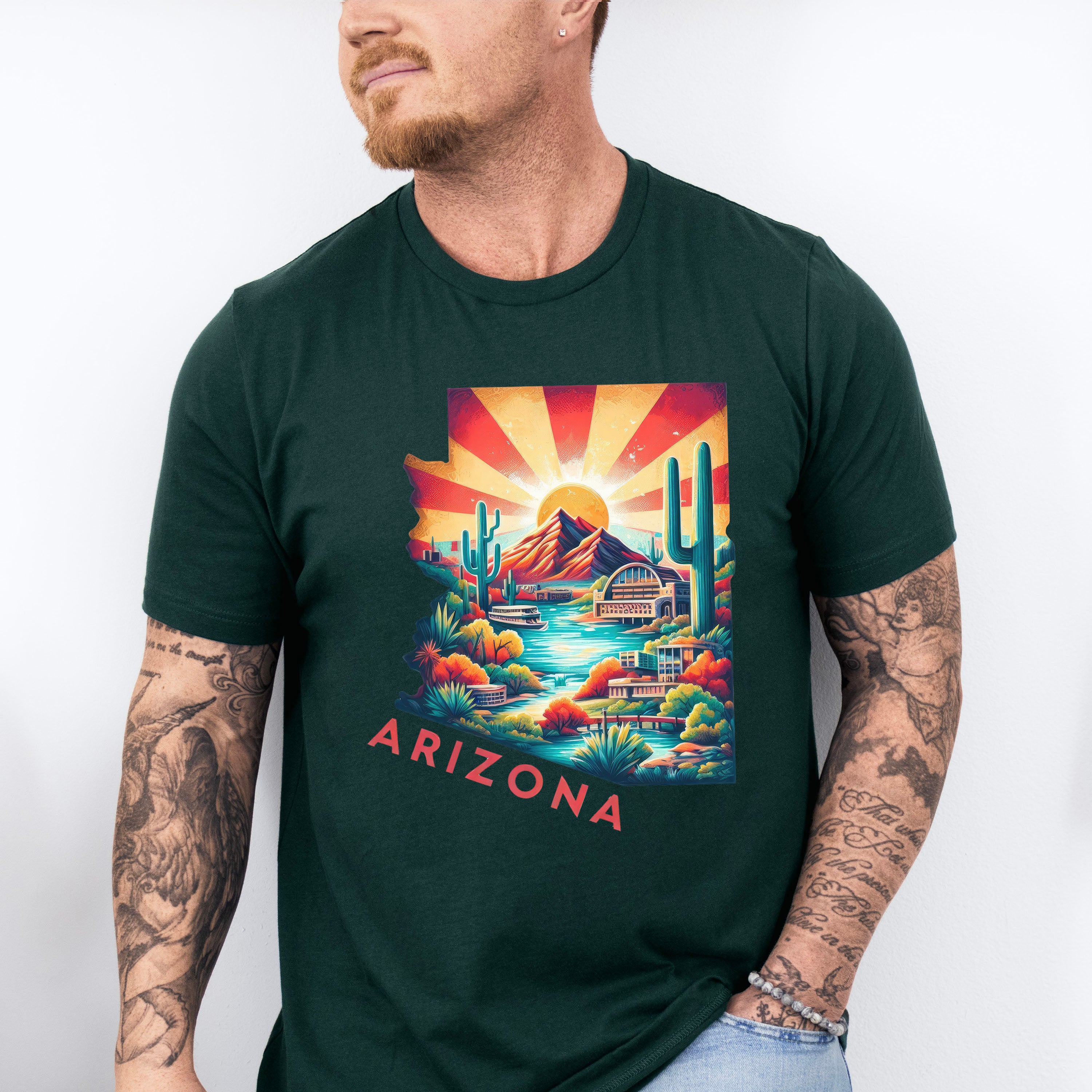 Colorful Arizona Design - States &amp; Cities Unisex Crewneck T-Shirt Sweatshirt Hoodie