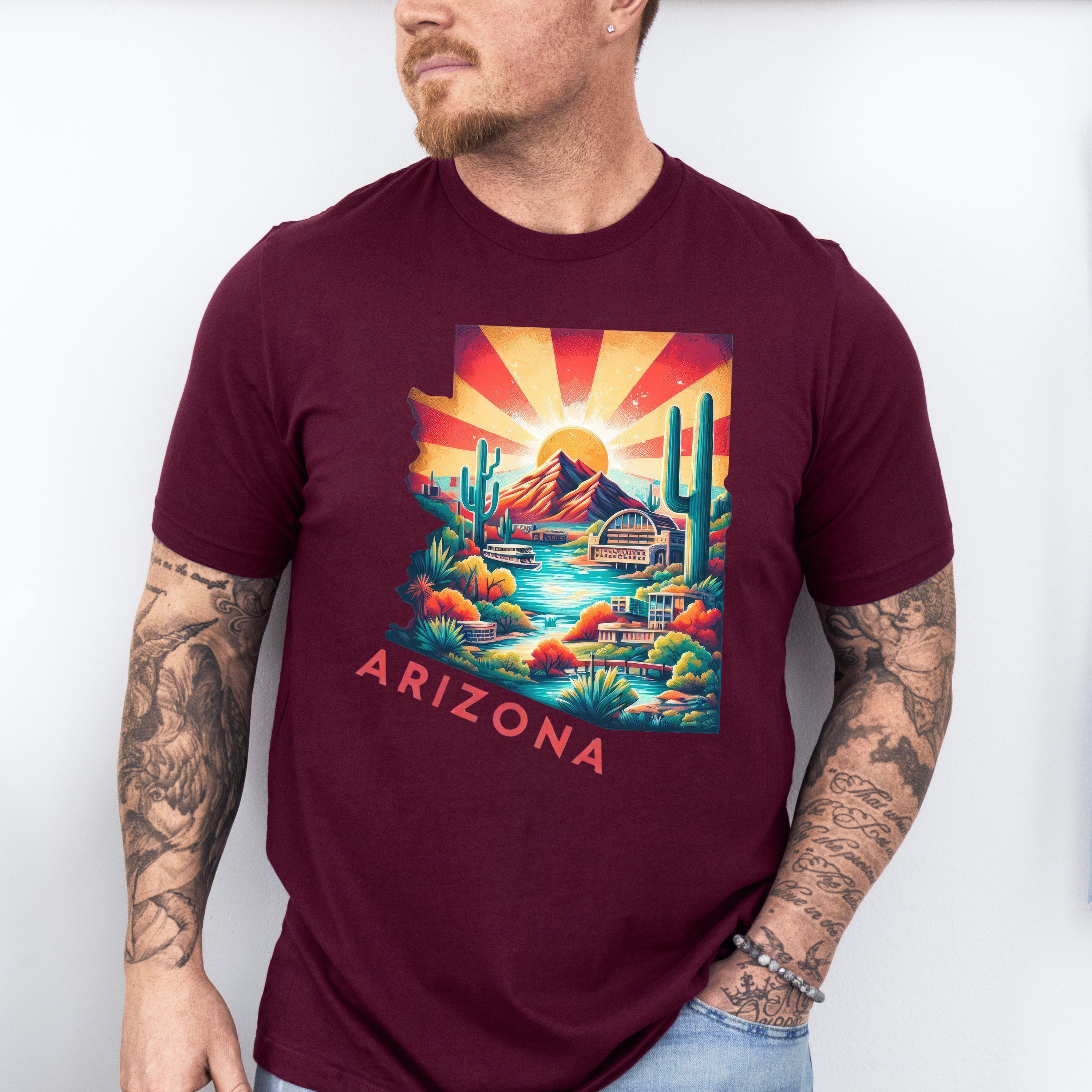 Colorful Arizona Design - States &amp; Cities Unisex Crewneck T-Shirt Sweatshirt Hoodie