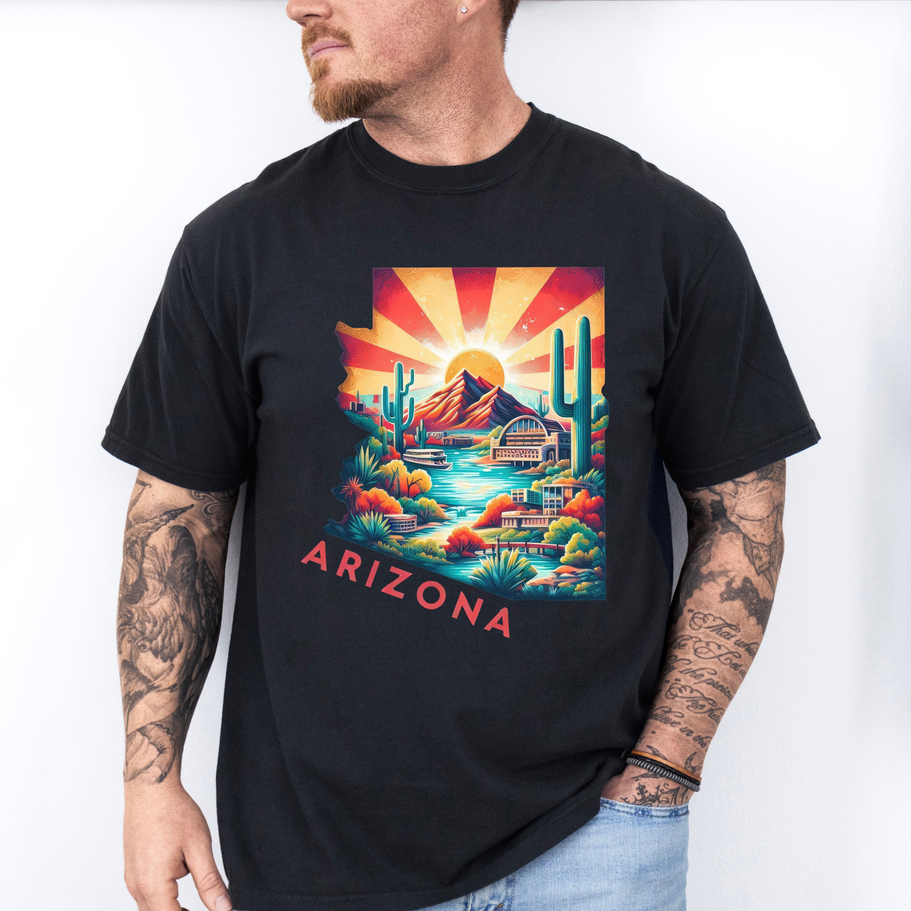 Colorful Arizona Design - States &amp; Cities Unisex Crewneck T-Shirt Sweatshirt Hoodie