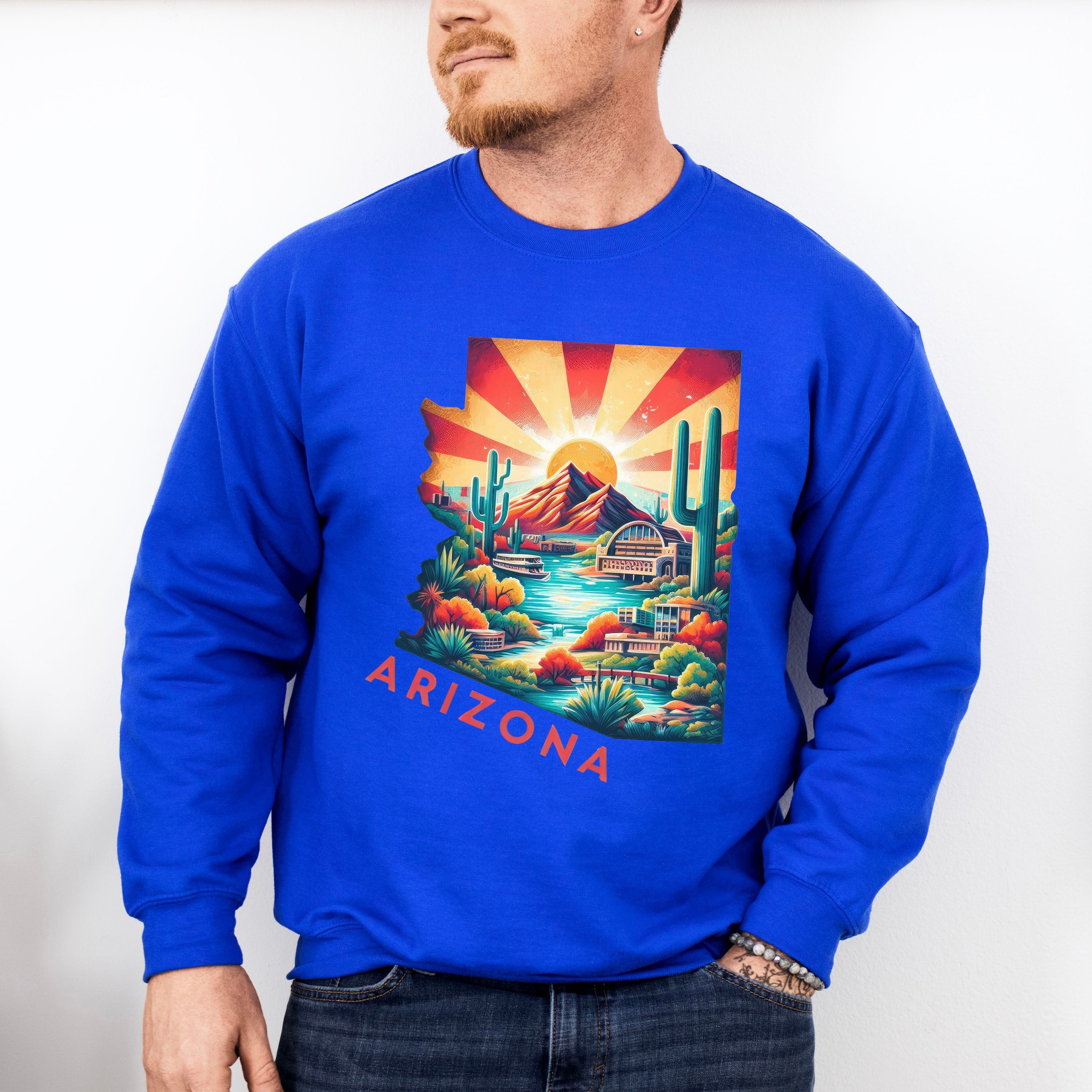 Colorful Arizona Design - States &amp; Cities Unisex Crewneck T-Shirt Sweatshirt Hoodie